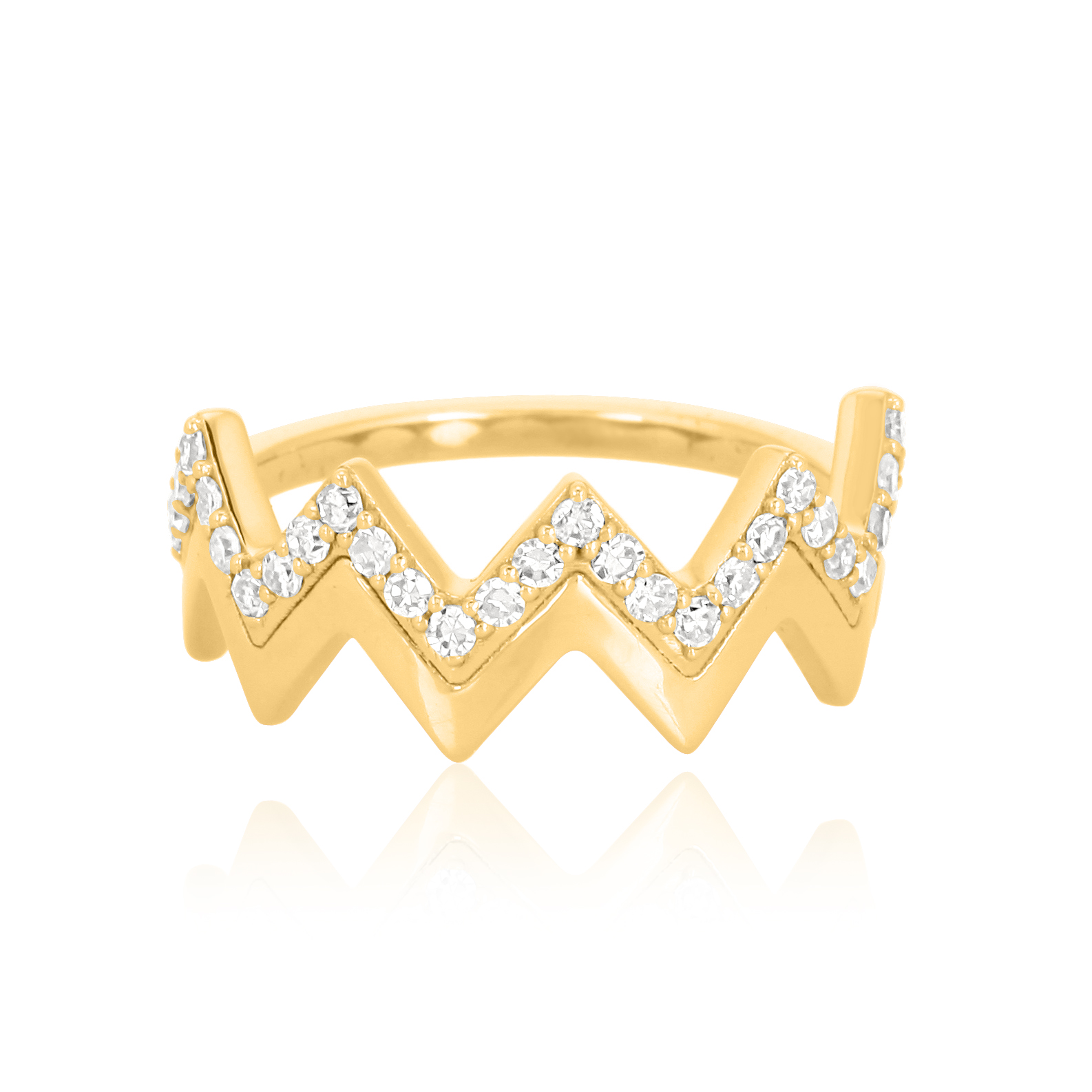 Sterling Silver Crown Band Diamond Ring