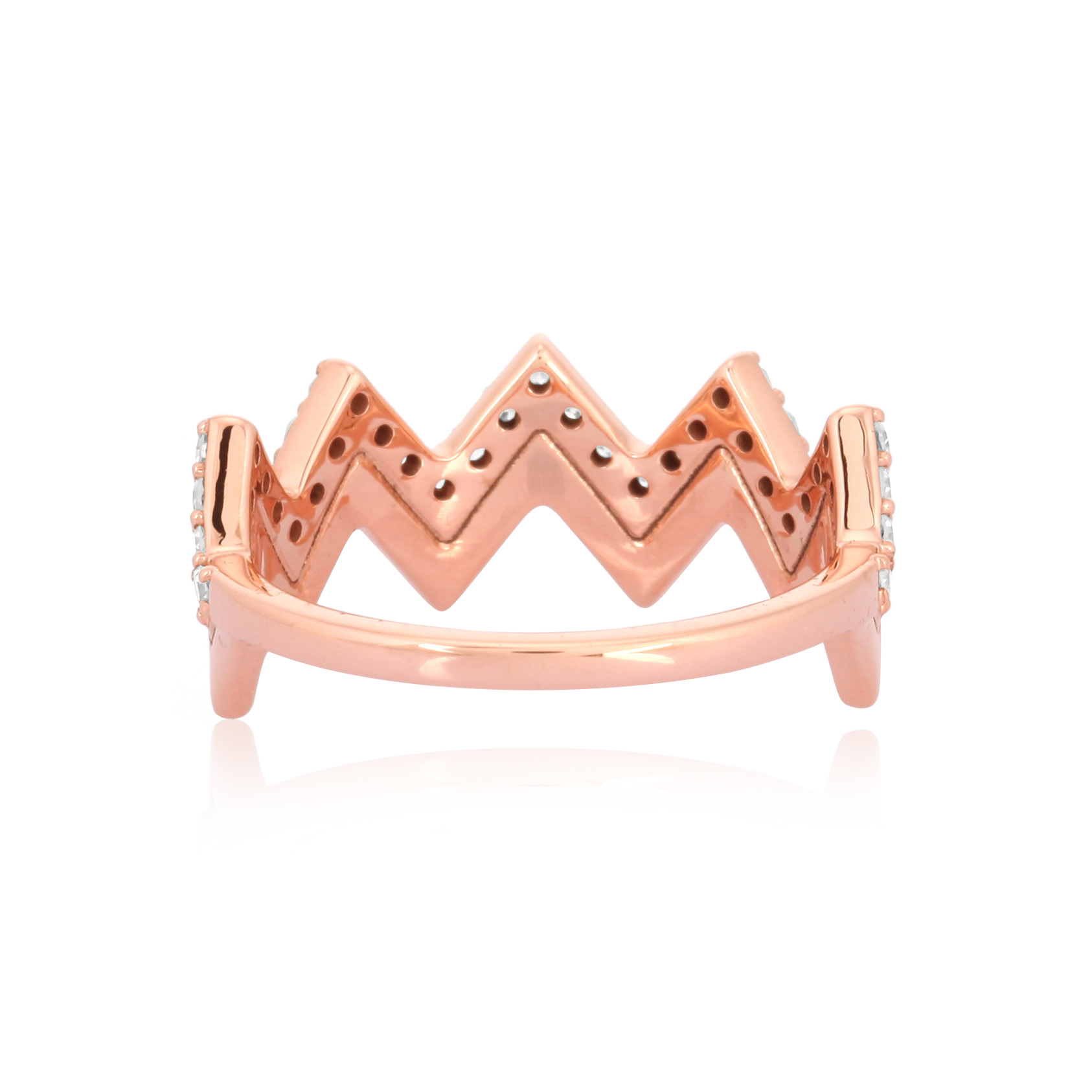 Sterling Silver Crown Band Diamond Ring