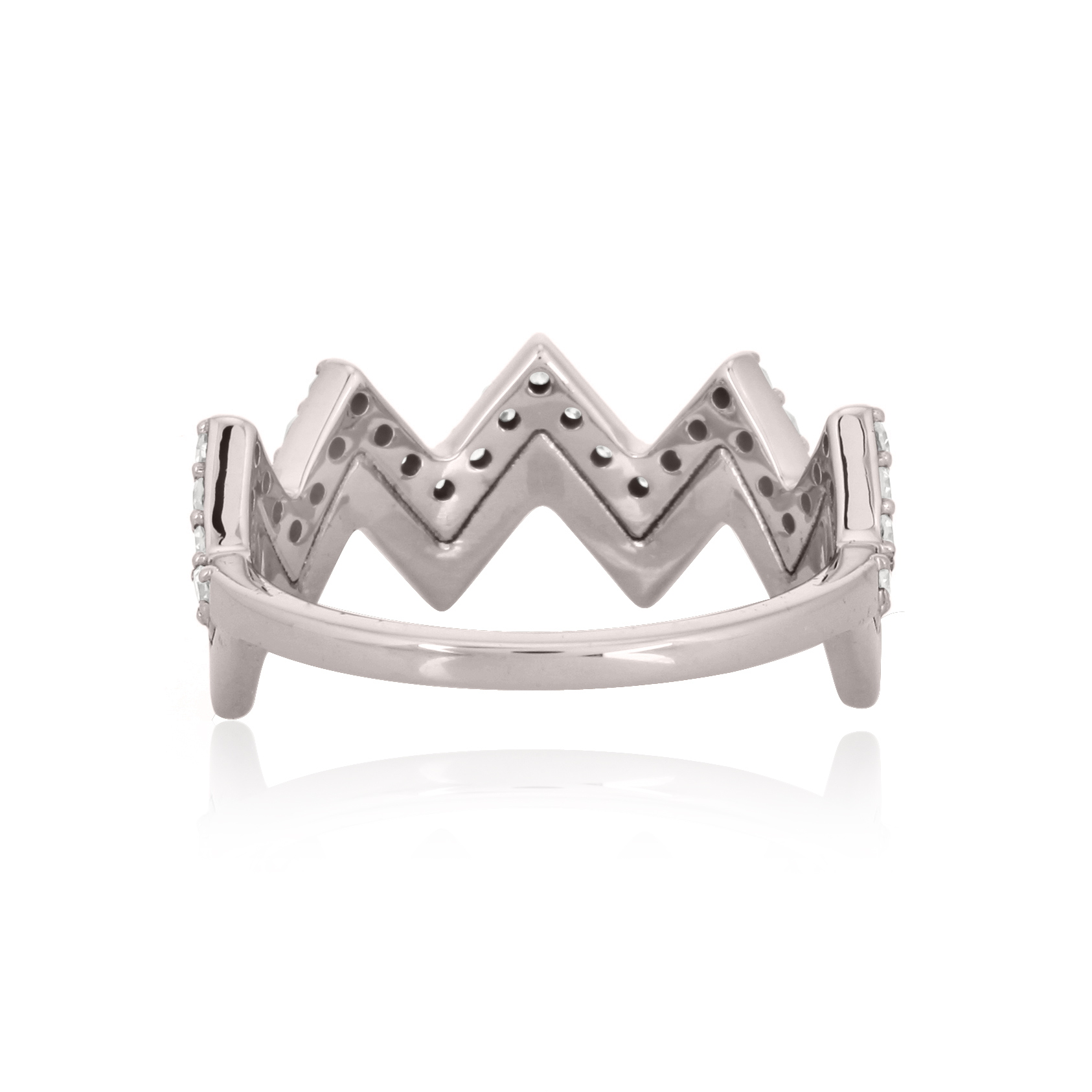 Sterling Silver Crown Band Diamond Ring