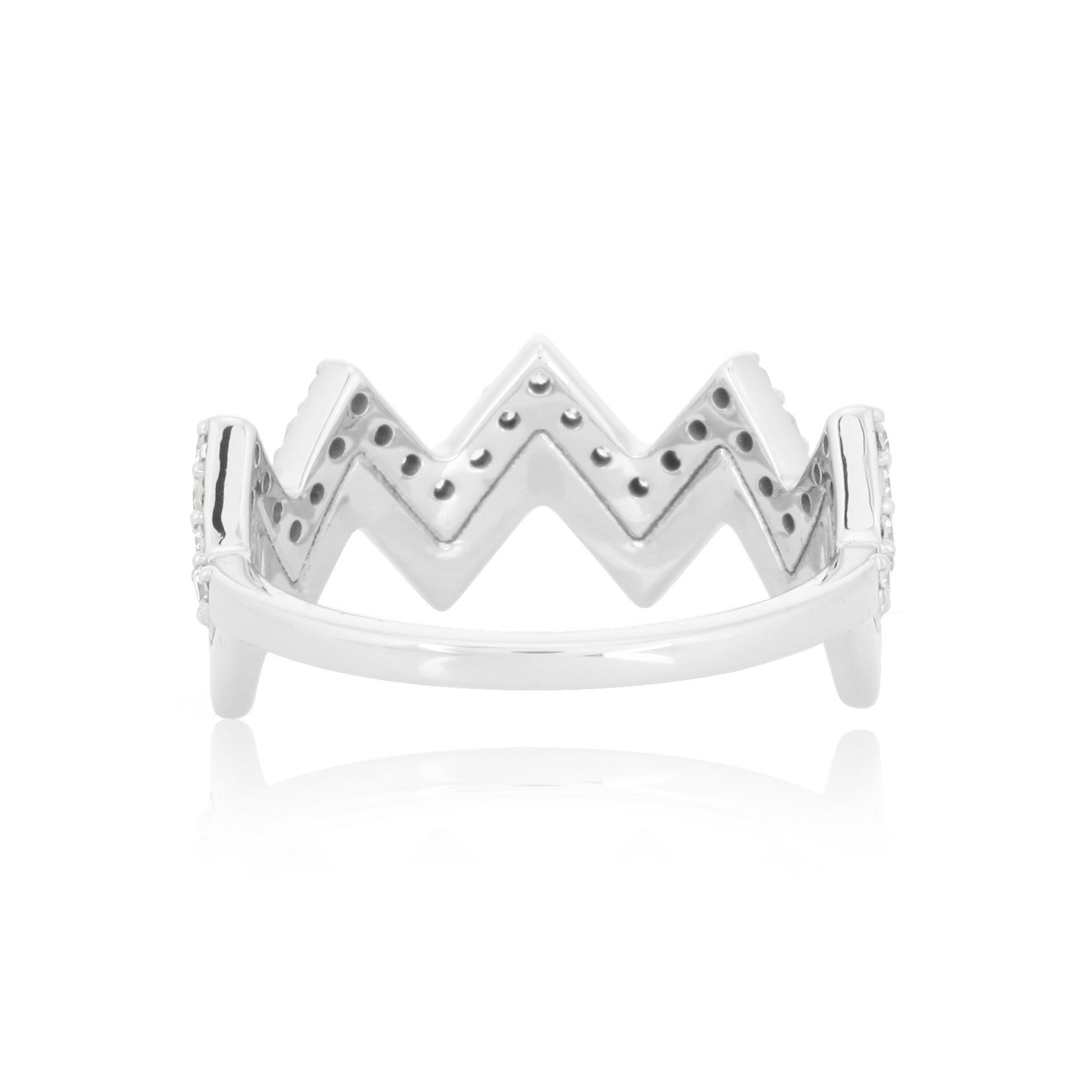 Sterling Silver Crown Band Diamond Ring