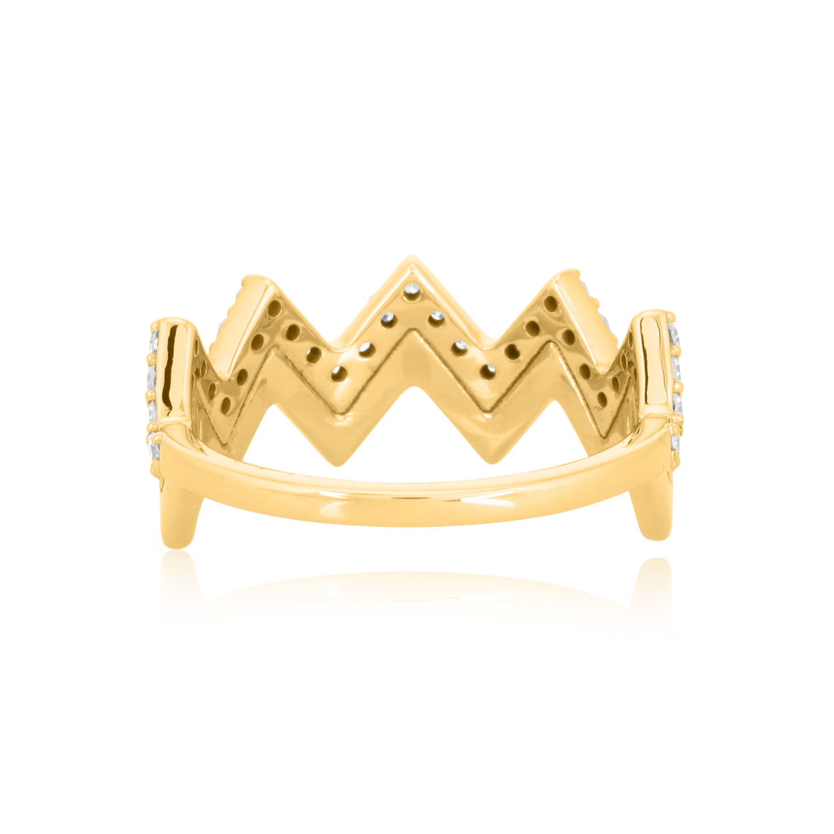 Sterling Silver Crown Band Diamond Ring