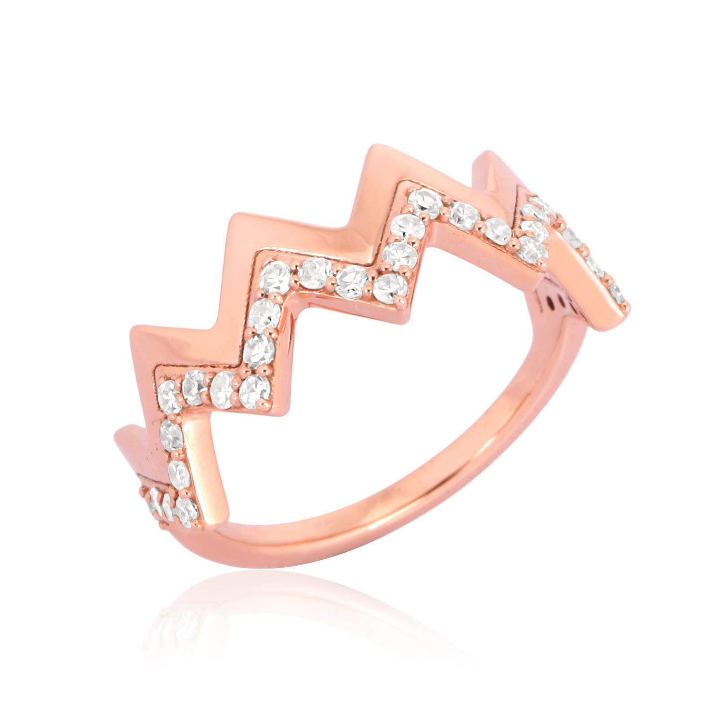 Sterling Silver Crown Band Diamond Ring