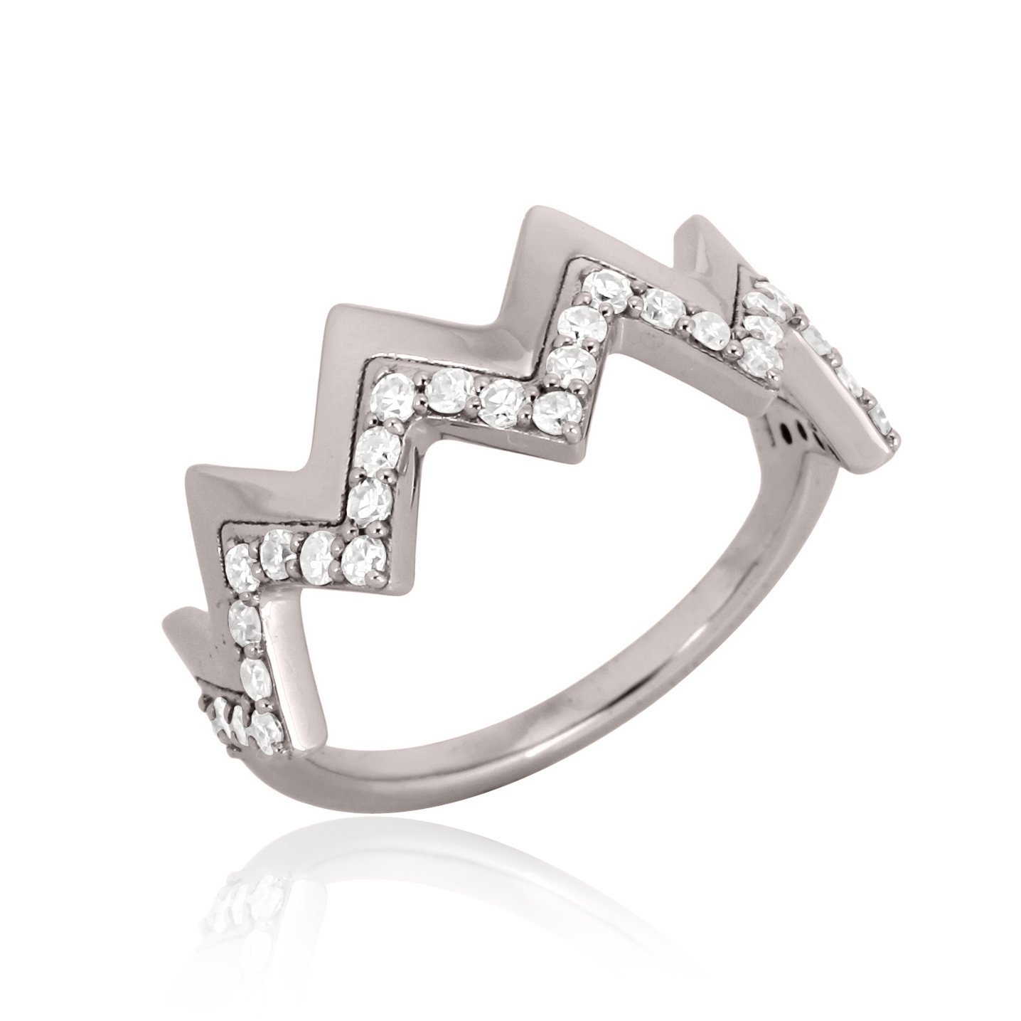 Sterling Silver Crown Band Diamond Ring