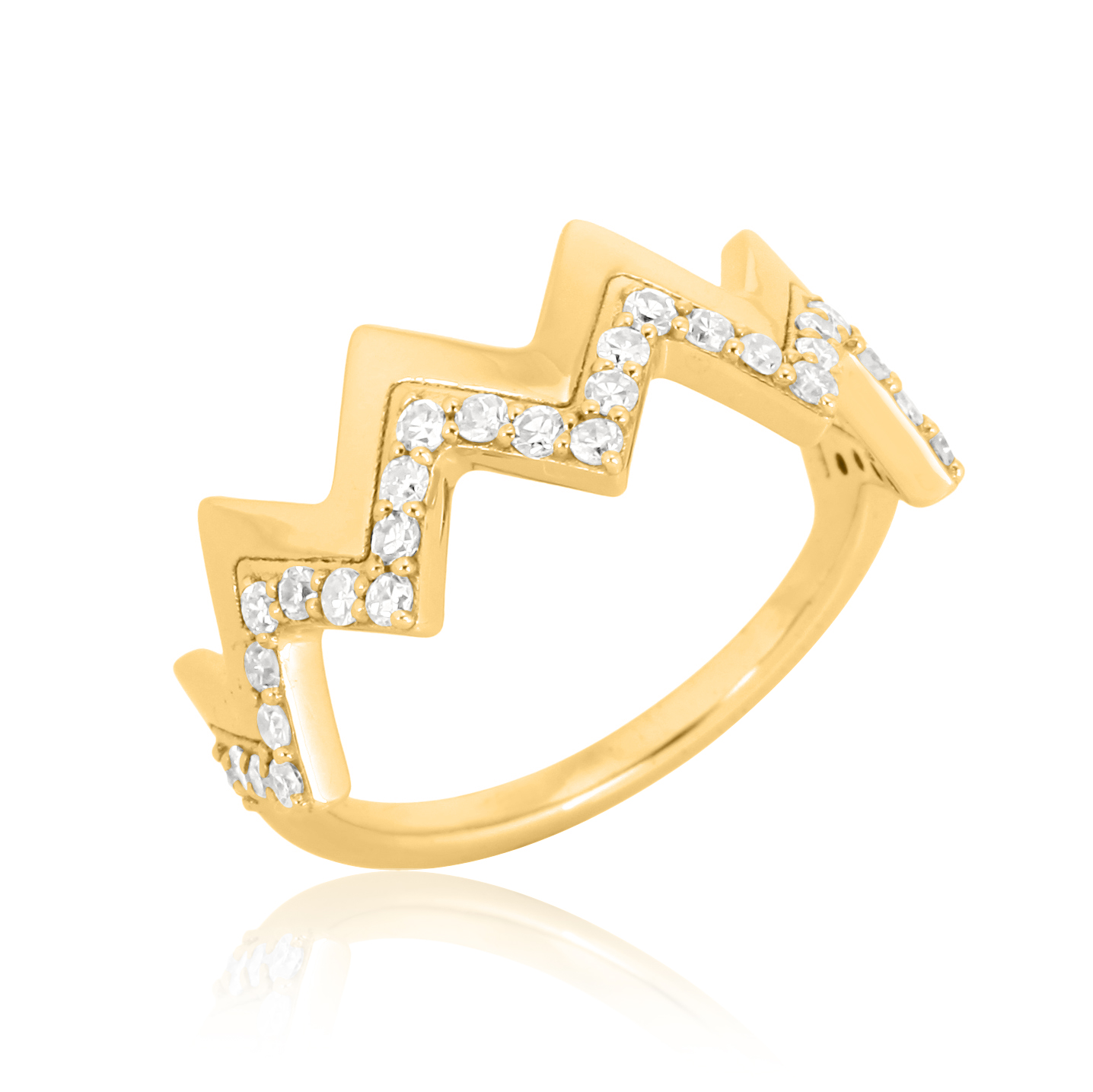 Sterling Silver Crown Band Diamond Ring
