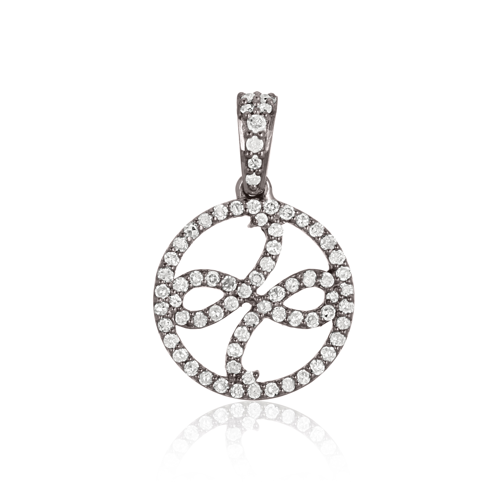 Sterling Silver Round Diamond Pendant