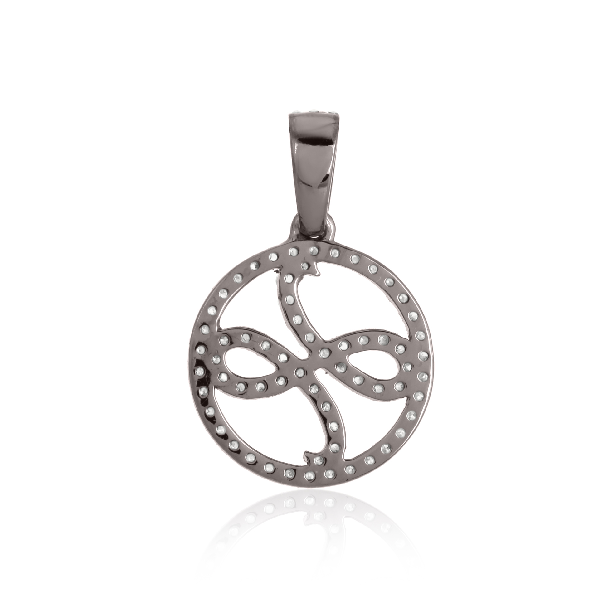 Sterling Silver Round Diamond Pendant