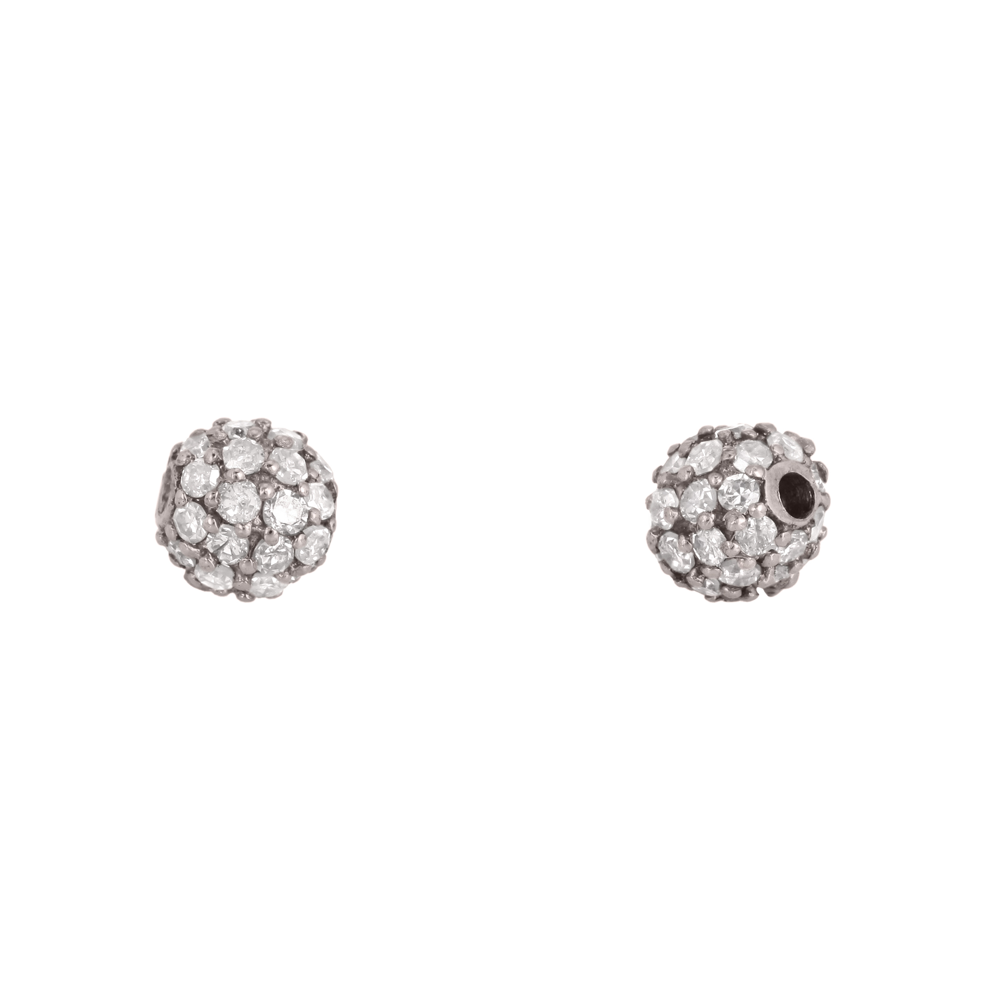 Sterling Silver Pave Diamond Bead
