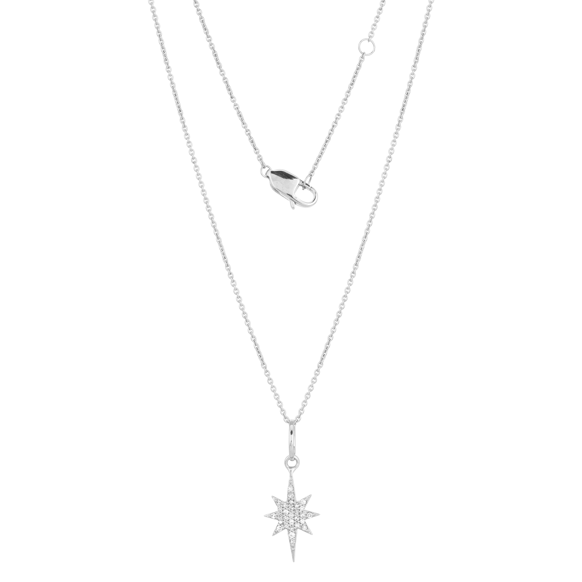 White Gold Sun Diamond Pendant with Chain