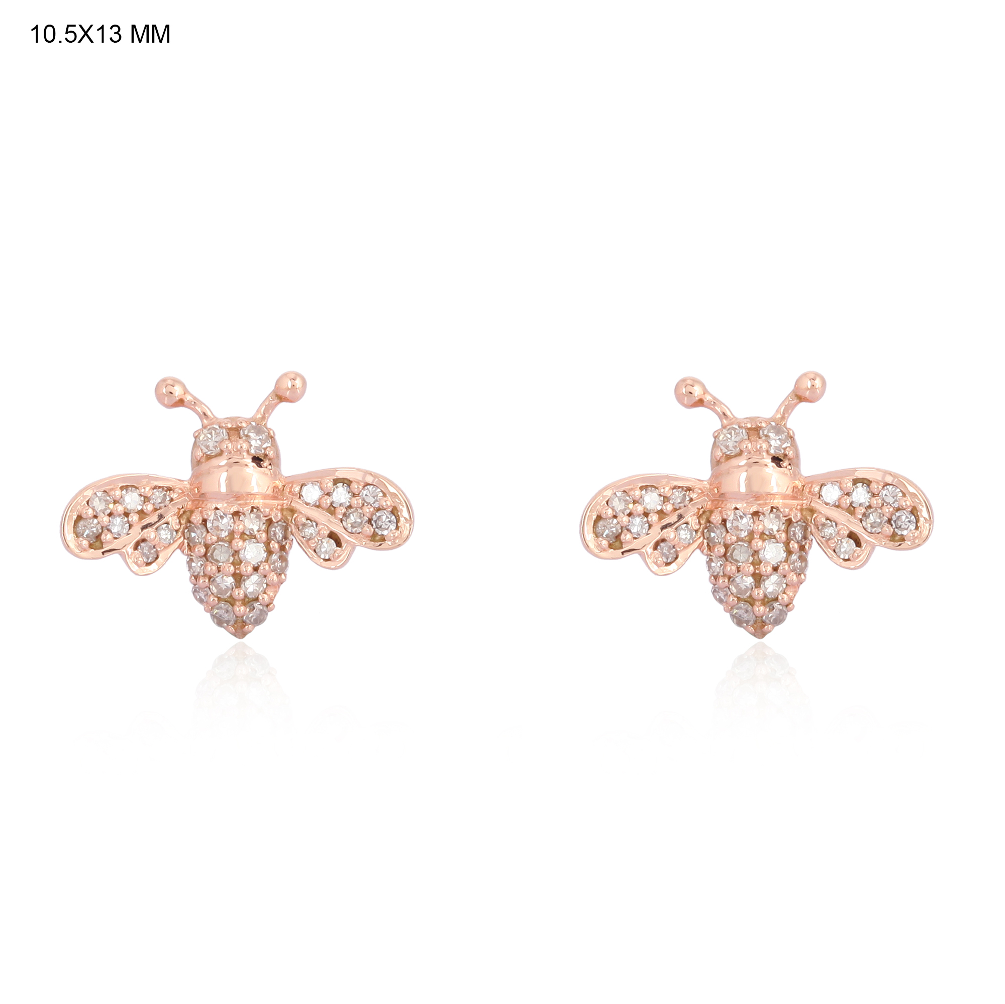 Sterling Silver Diamond Bee Ear Studs