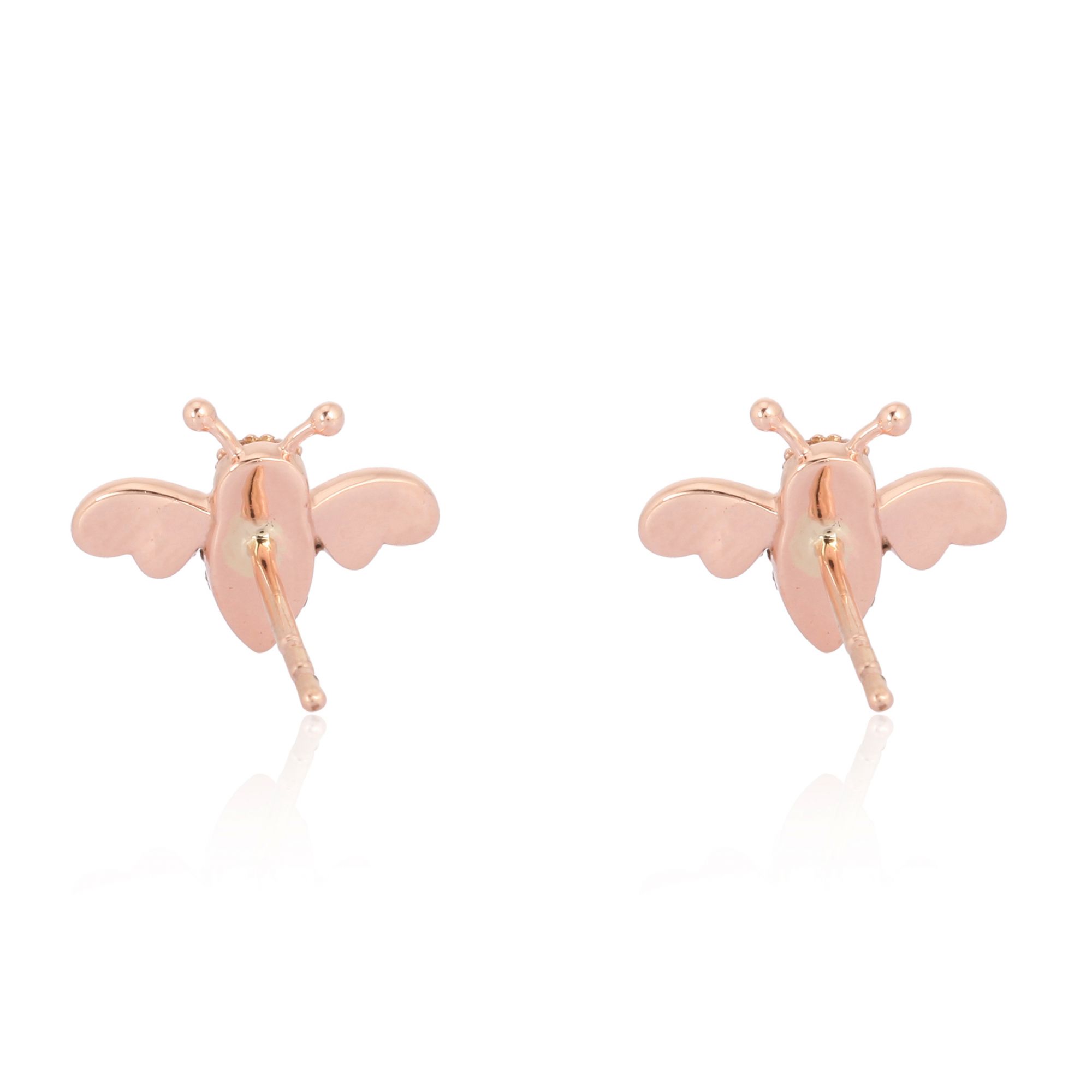 Sterling Silver Diamond Bee Ear Studs