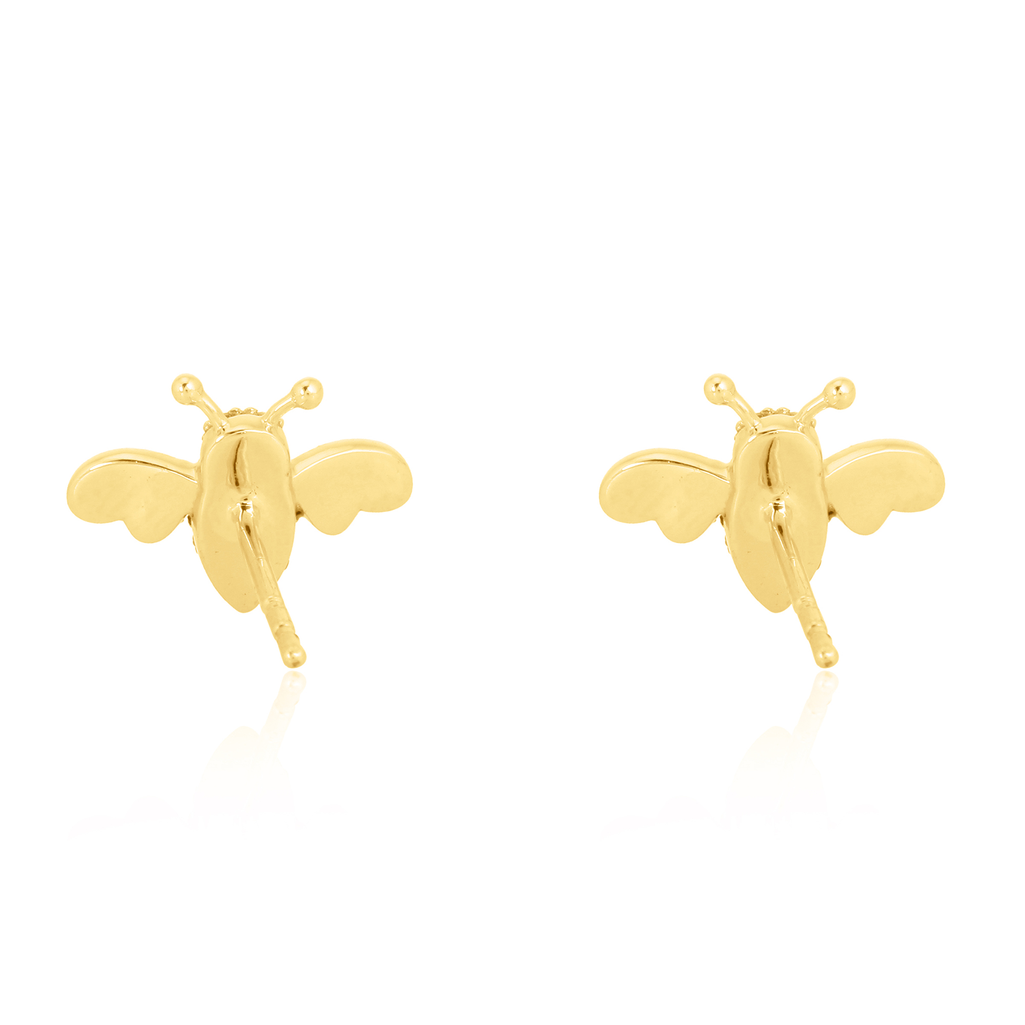 Sterling Silver Diamond Bee Ear Studs