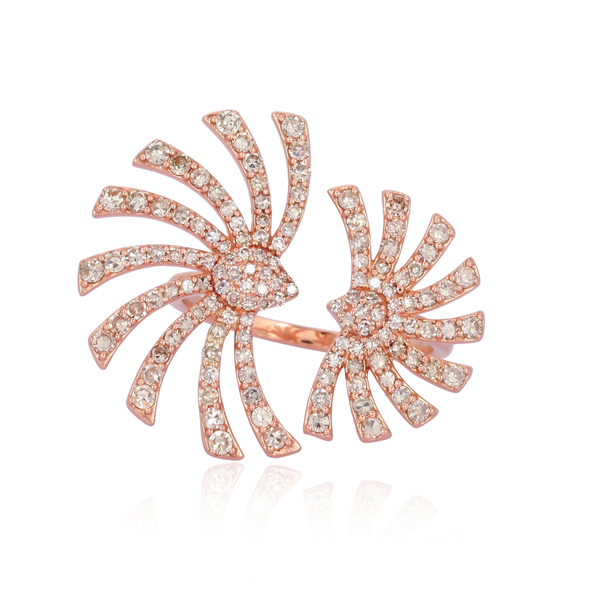 Rose Gold Leaf Diamond Gap Ring