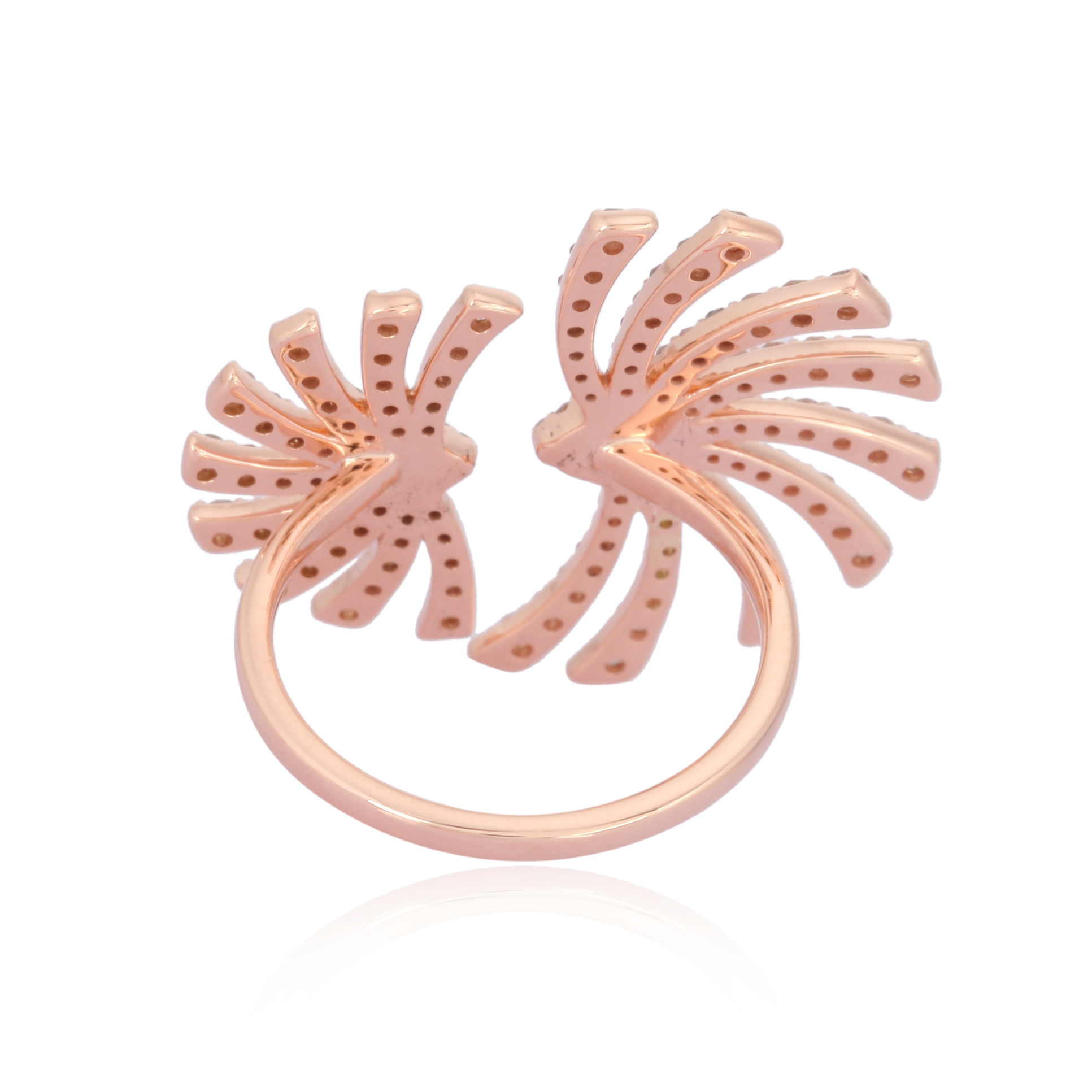 Sterling Silver Leaf Diamond Gap Ring