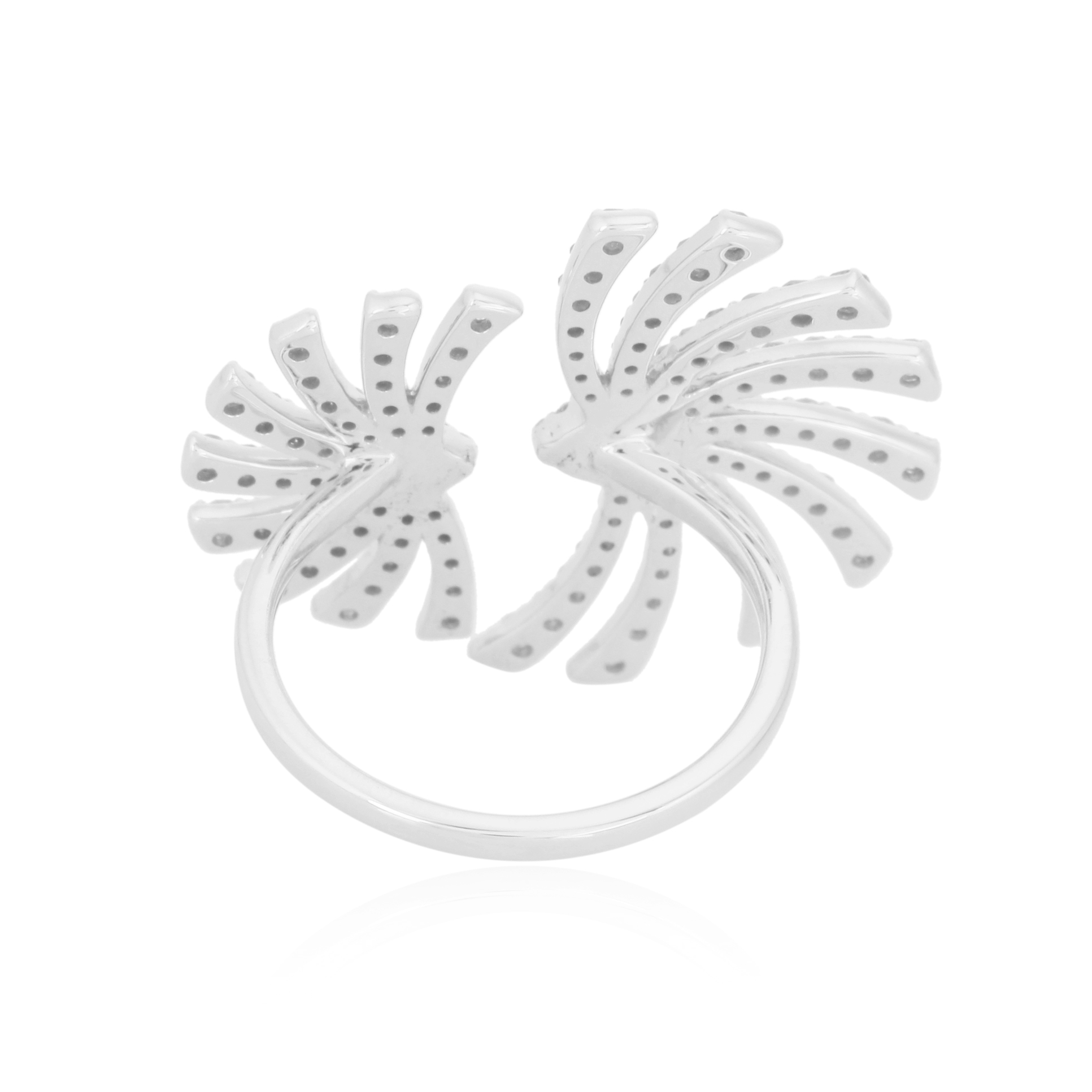 Sterling Silver Leaf Diamond Gap Ring