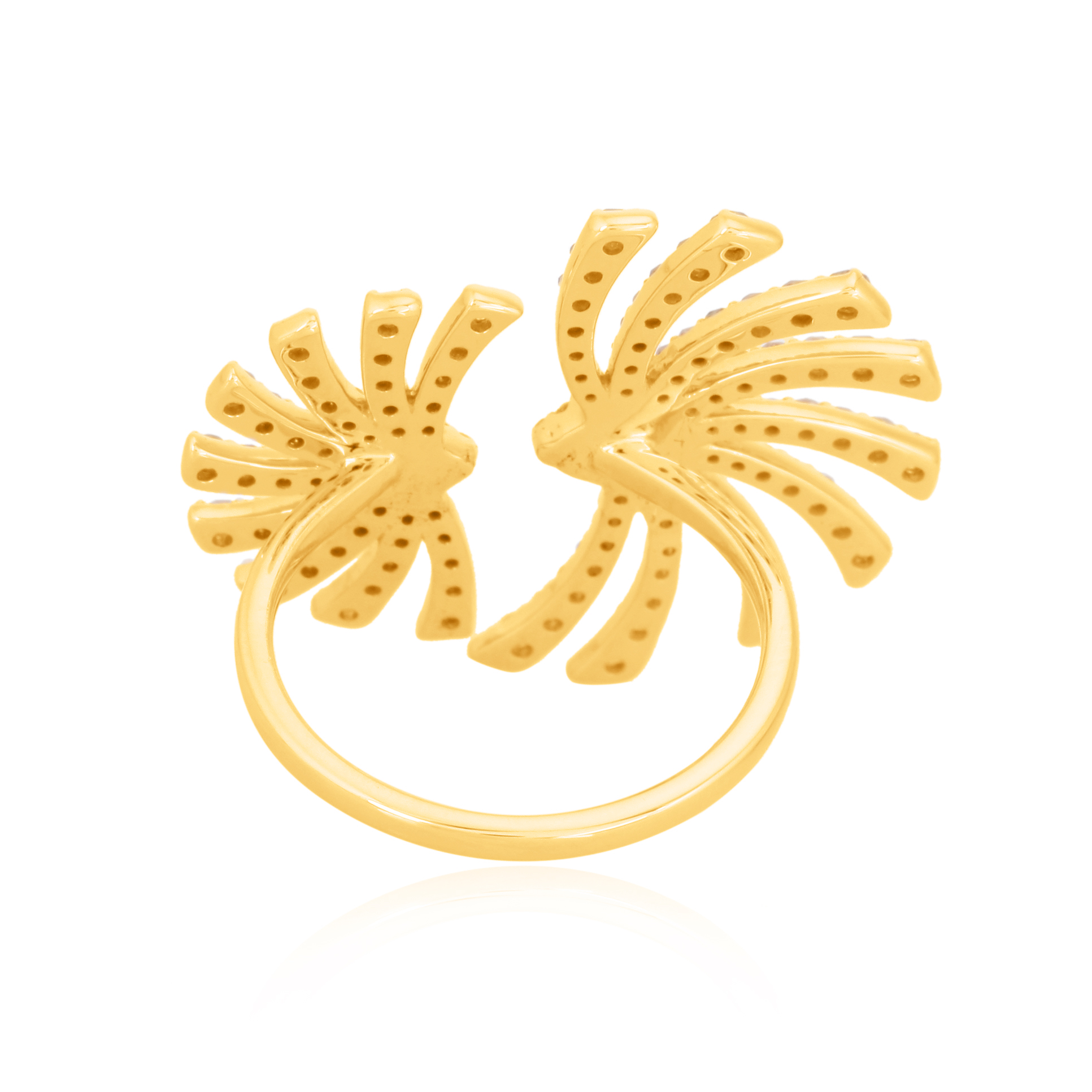 Yellow Gold Leaf Diamond Gap Ring
