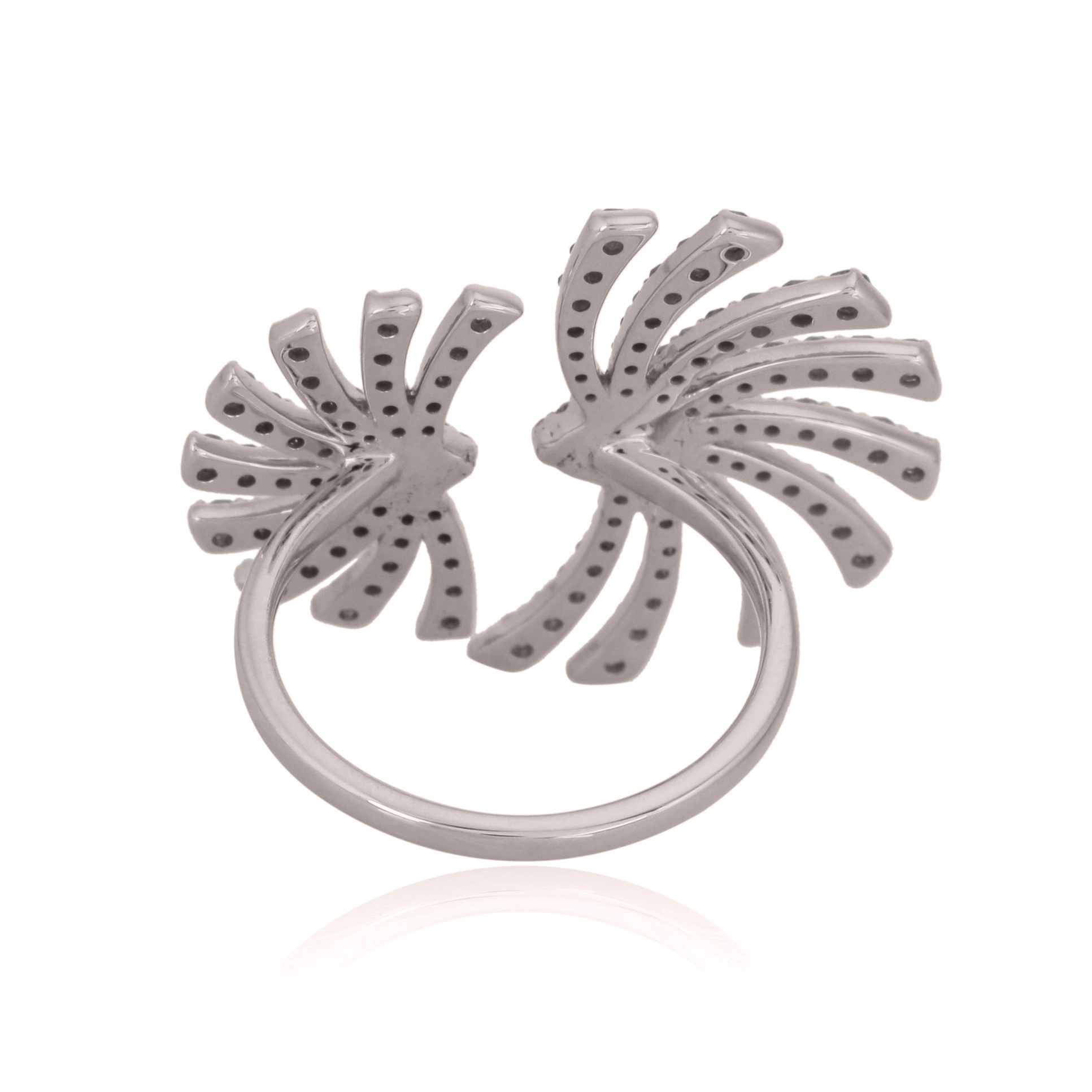 Sterling Silver Leaf Diamond Gap Ring