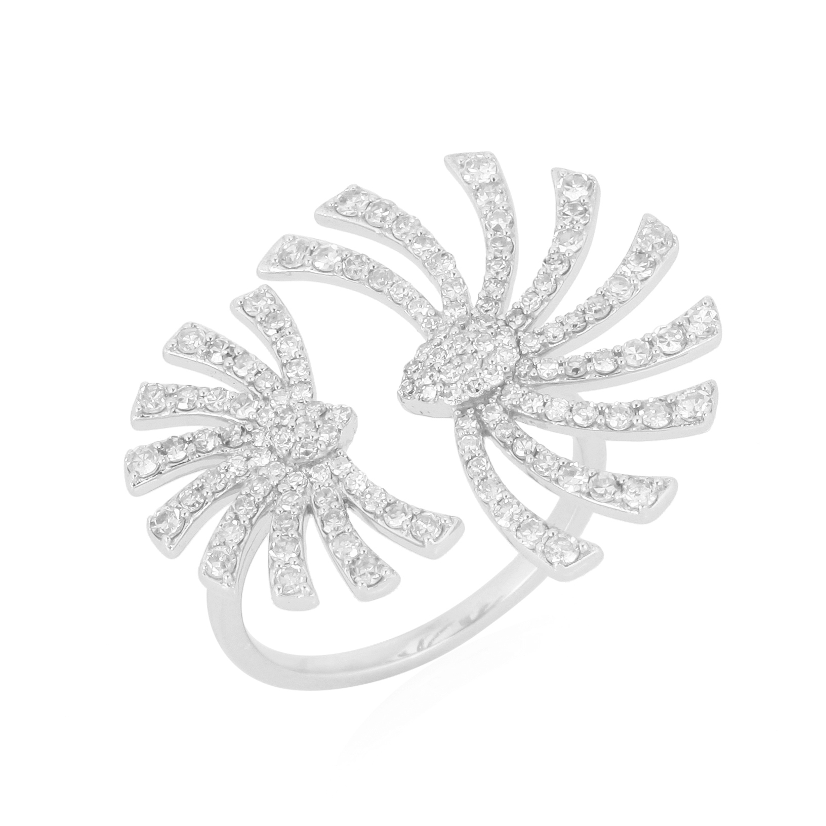 Sterling Silver Leaf Diamond Gap Ring