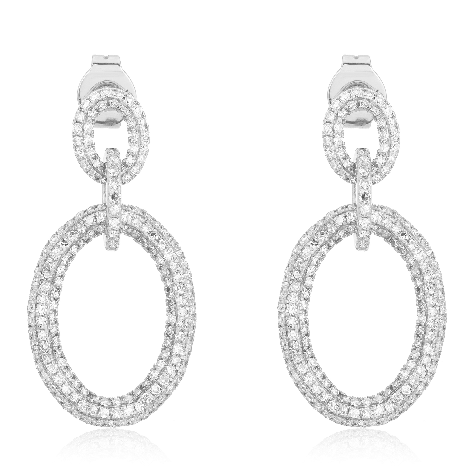 White Gold Diamond Oval Earrings