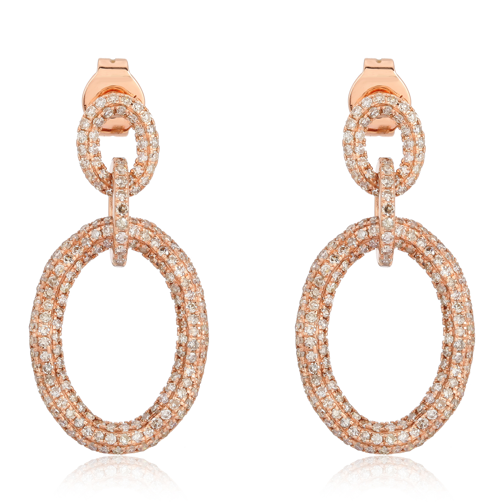 Rose Gold Diamond Oval Earrings