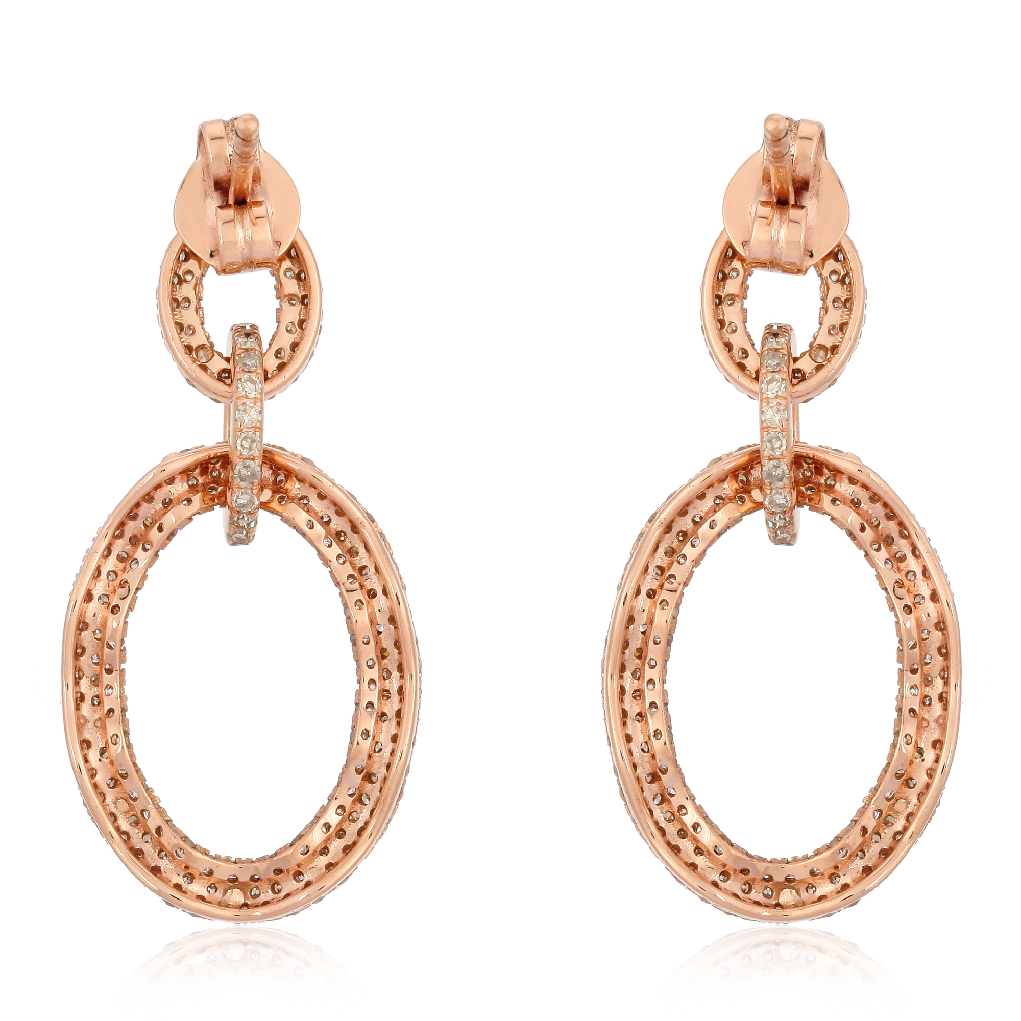 Rose Gold Diamond Oval Earrings