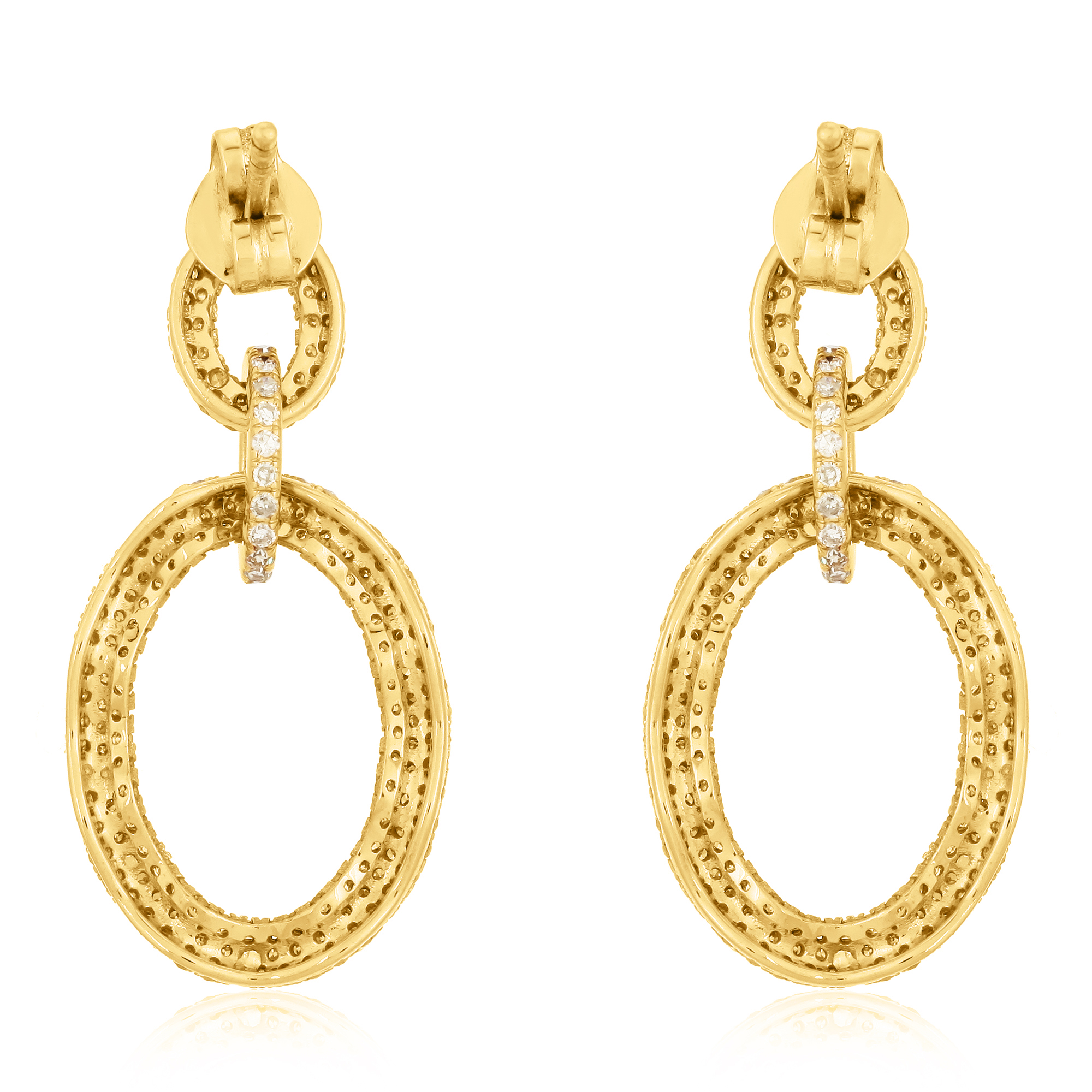 Yellow Gold Diamond Oval Earrings