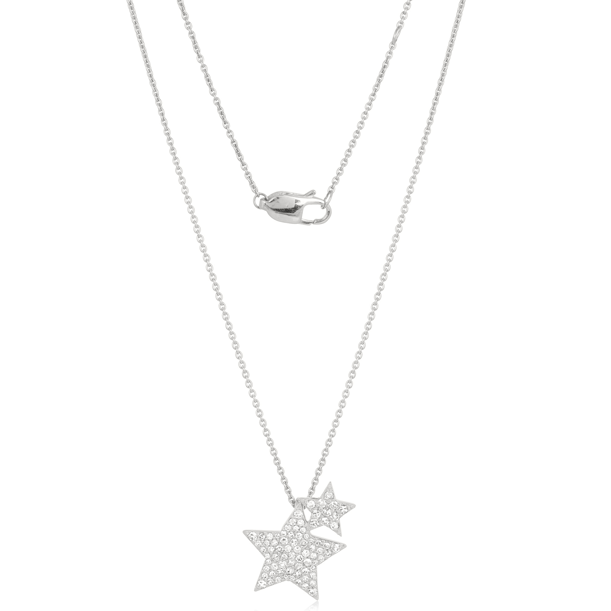 White Gold Star Diamond Pendant with Chain