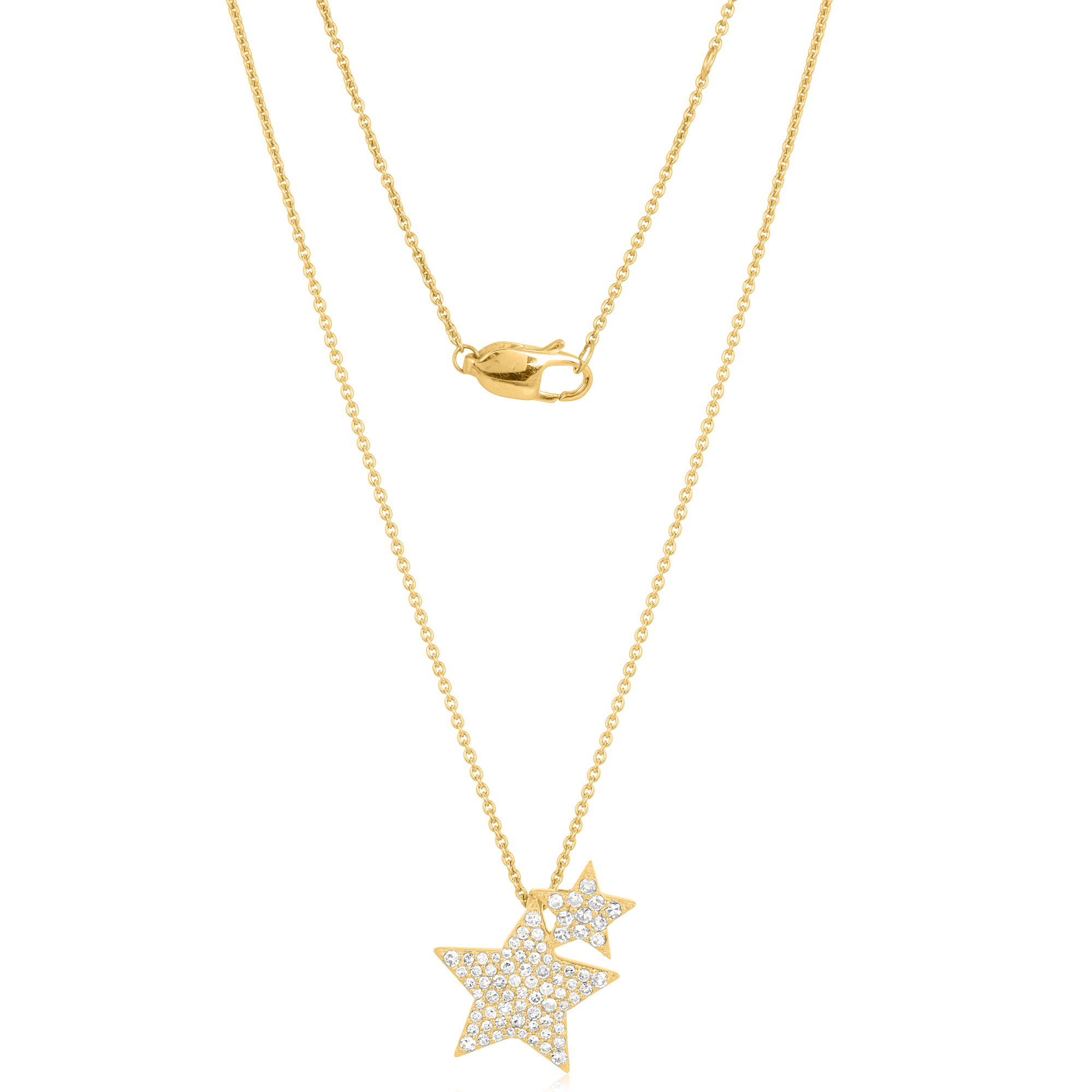 Yellow Gold Star Diamond Pendant with Chain