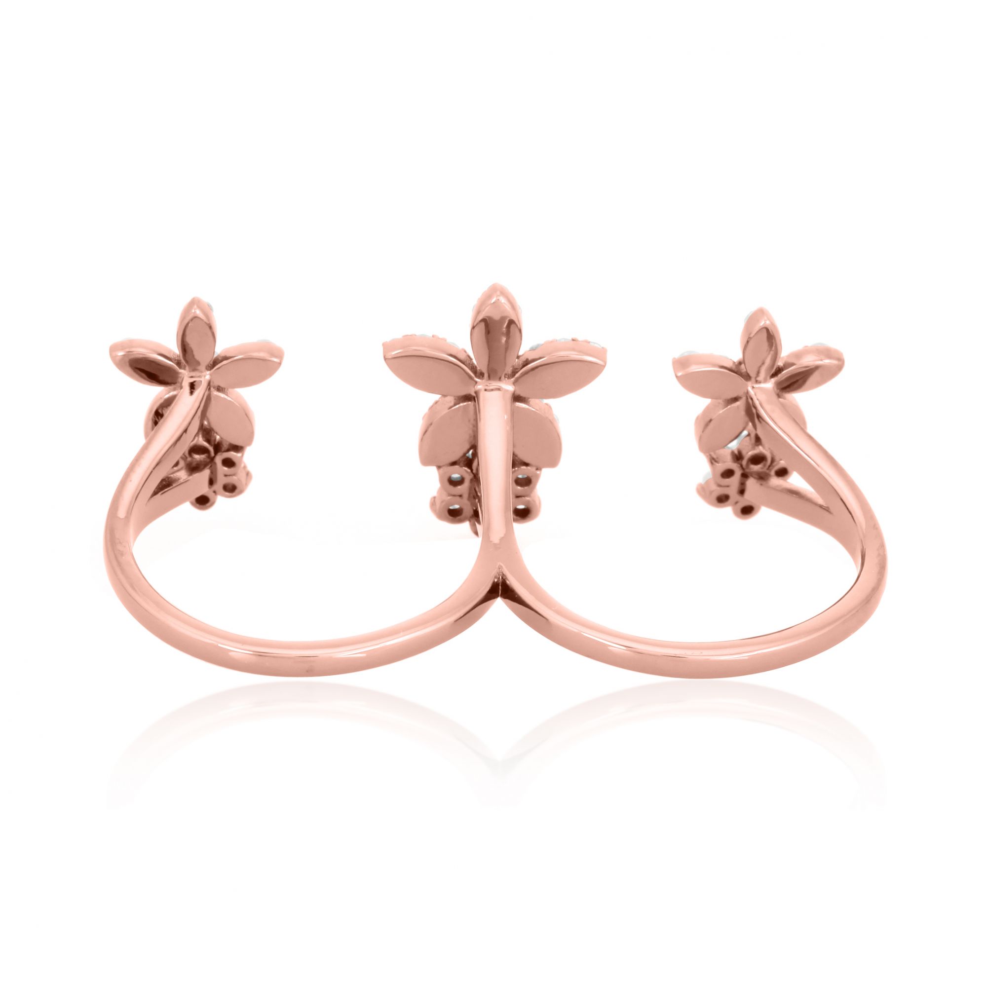 Sterling Silver Multifinger Diamond Flower Ring