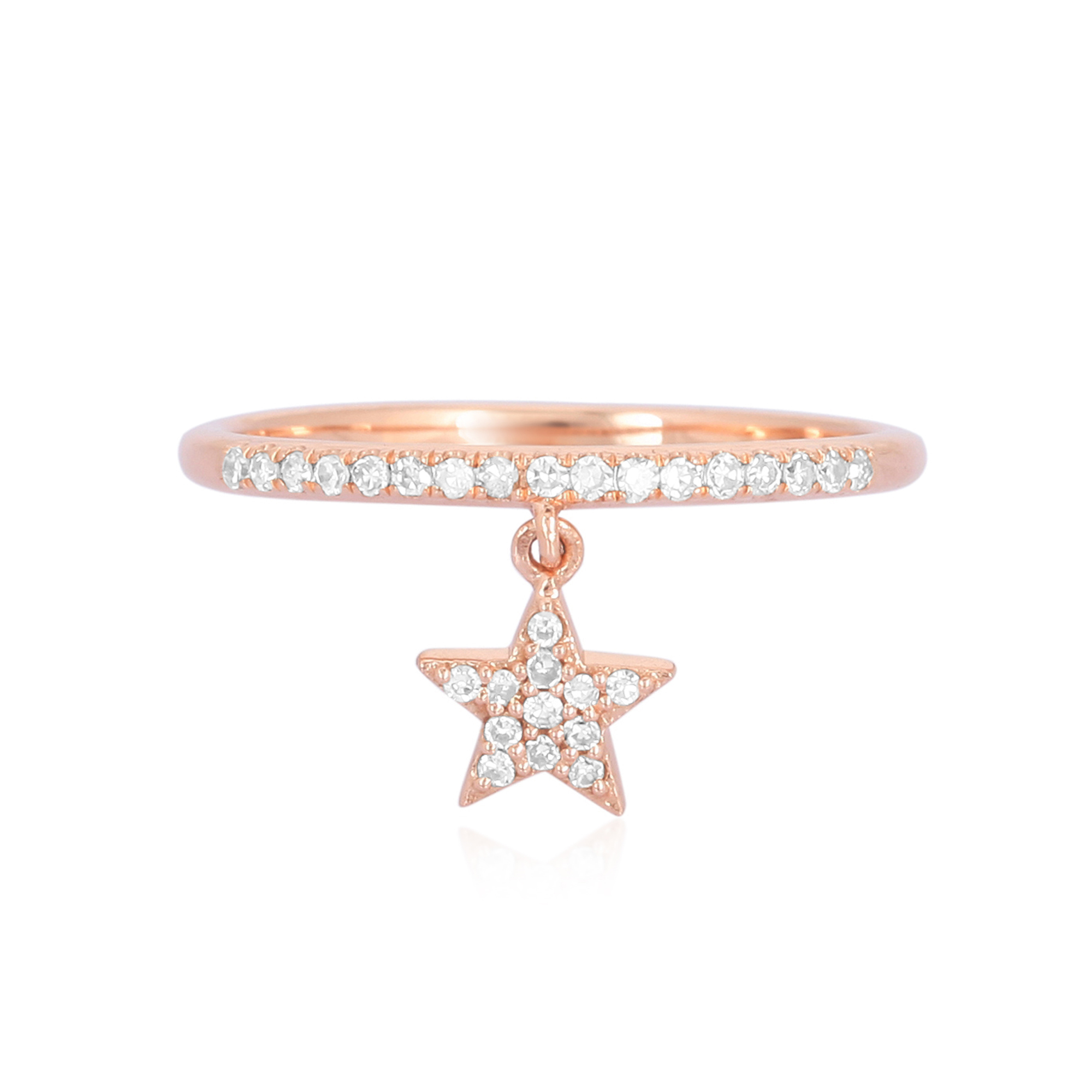 Rose Gold Drop Star Charm Diamond Ring