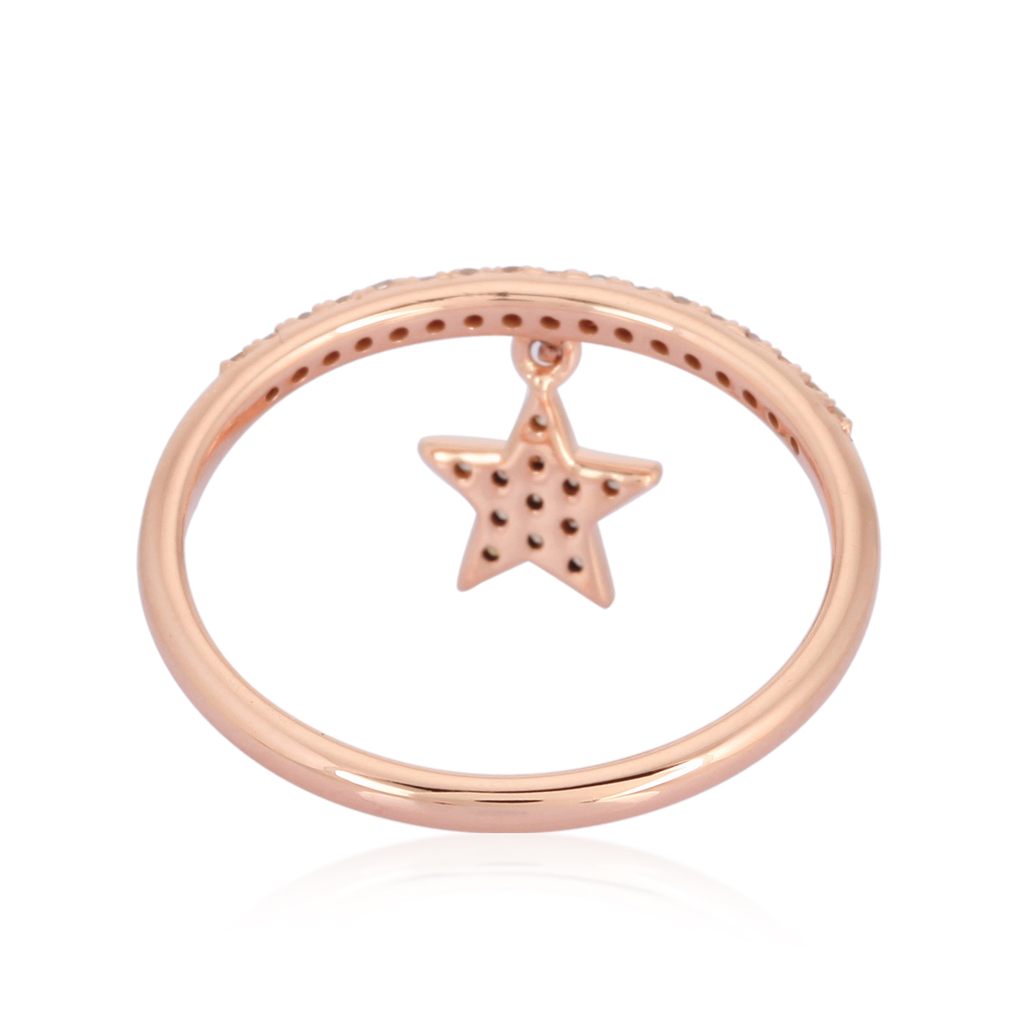 Rose Gold Drop Star Charm Diamond Ring