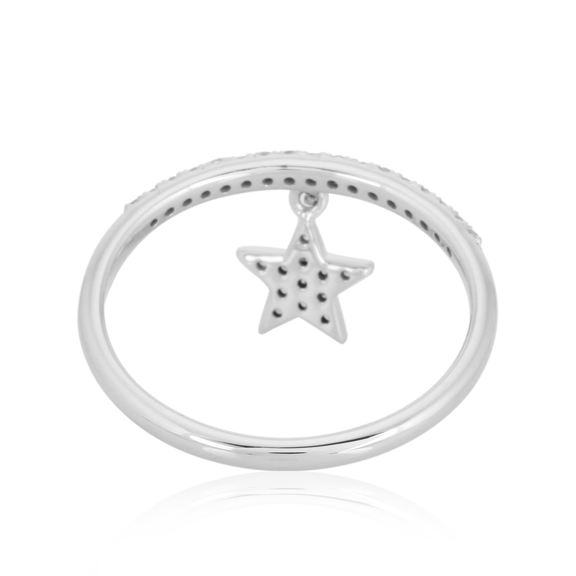 White Gold Drop Star Charm Diamond Ring