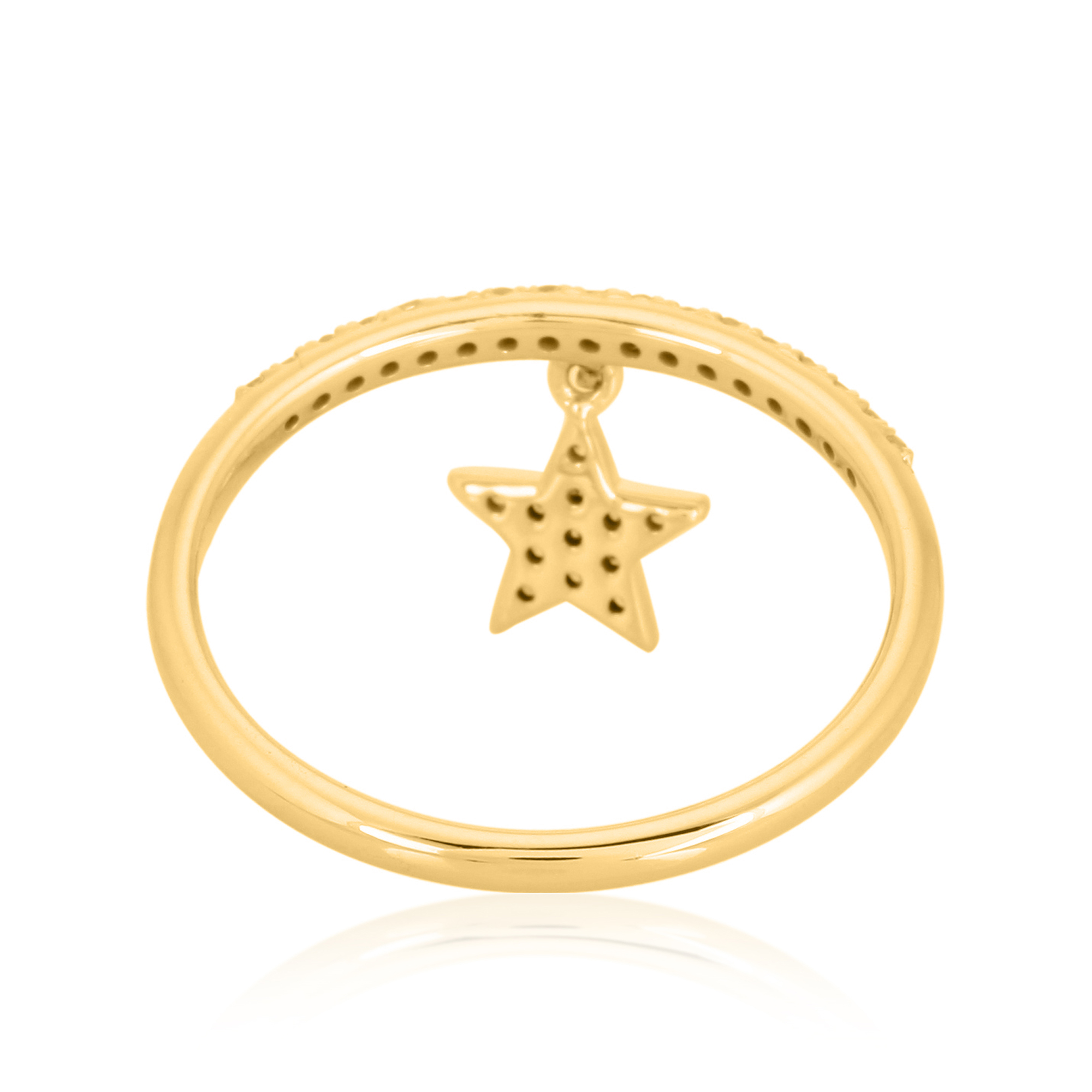 Yellow Gold Drop Star Charm Diamond Ring