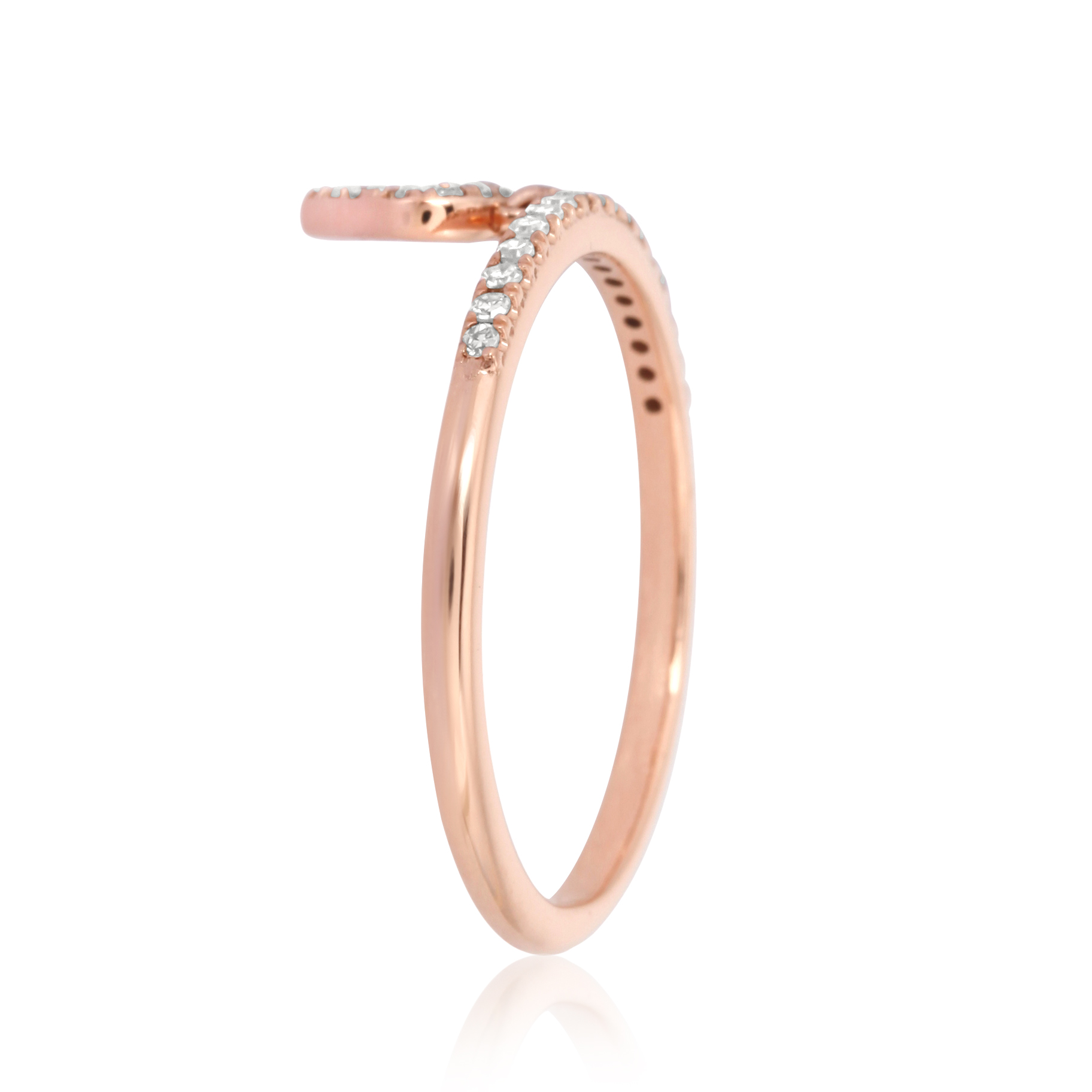 Rose Gold Heart Charm Diamond Band Ring
