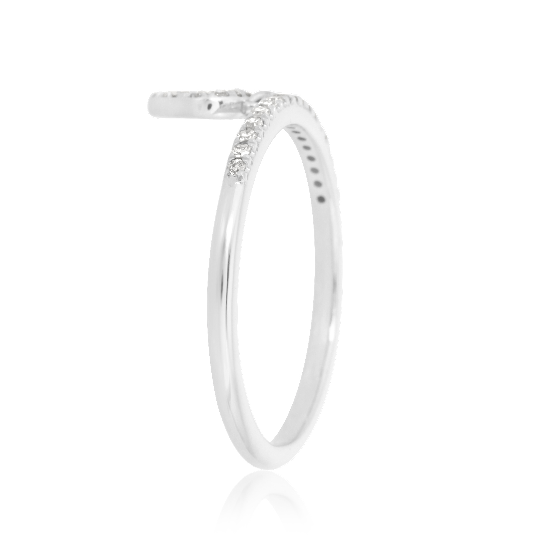 White Gold Heart Charm Diamond Band Ring