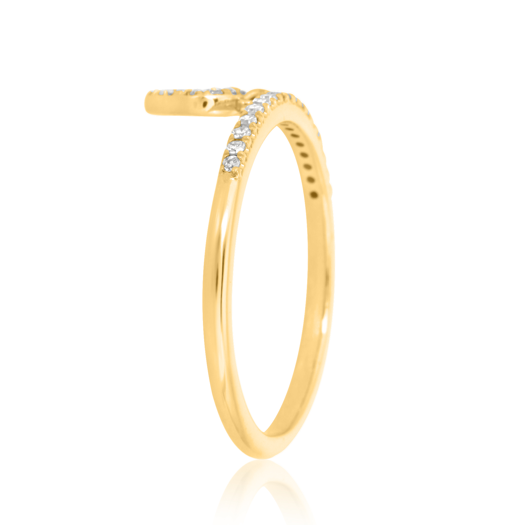 Yellow Gold Heart Charm Diamond Band Ring