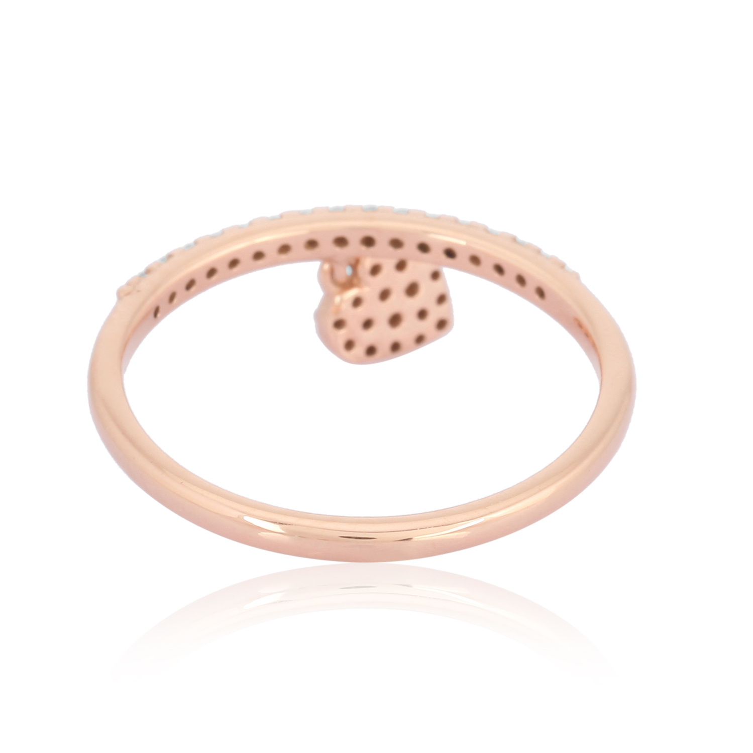 Rose Gold Heart Charm Diamond Ring