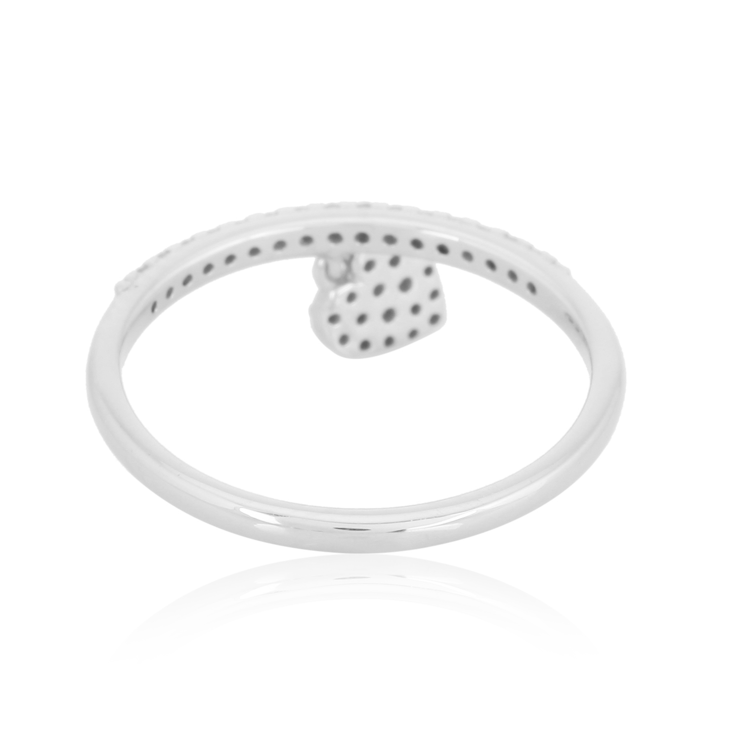 White Gold Heart Charm Diamond Ring