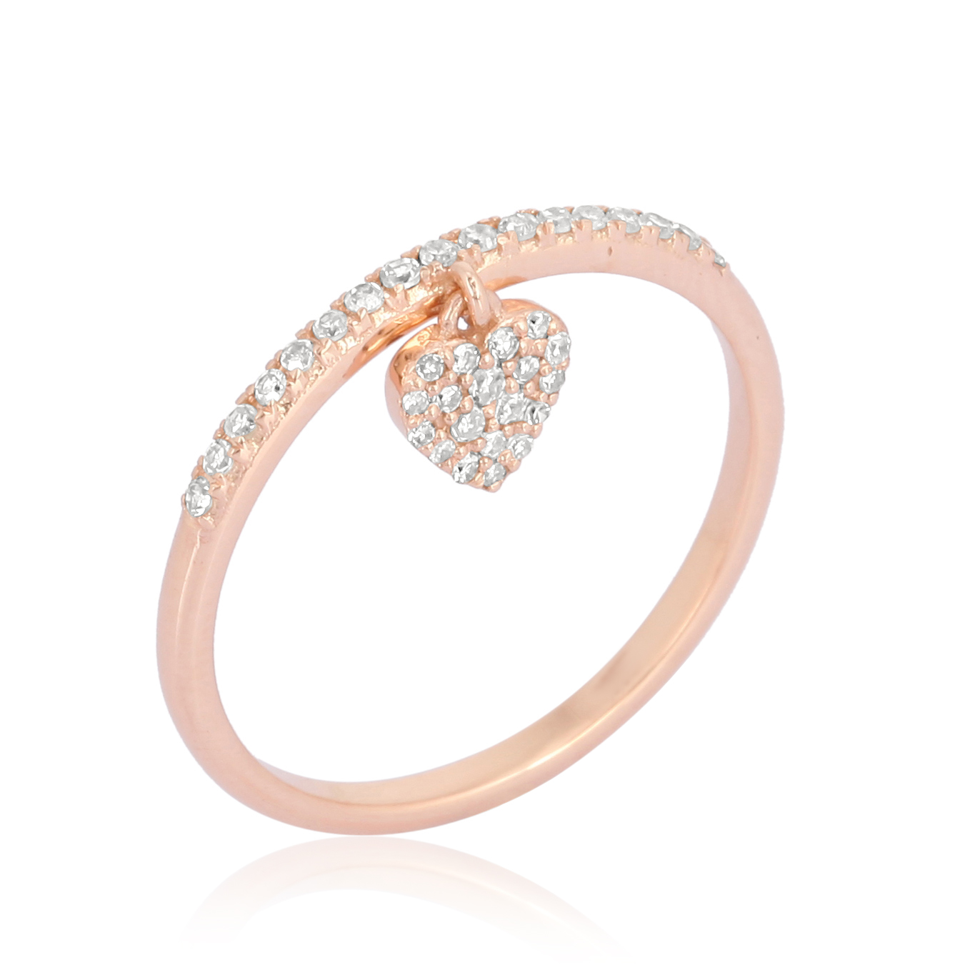 Rose Gold Heart Charm Diamond Ring