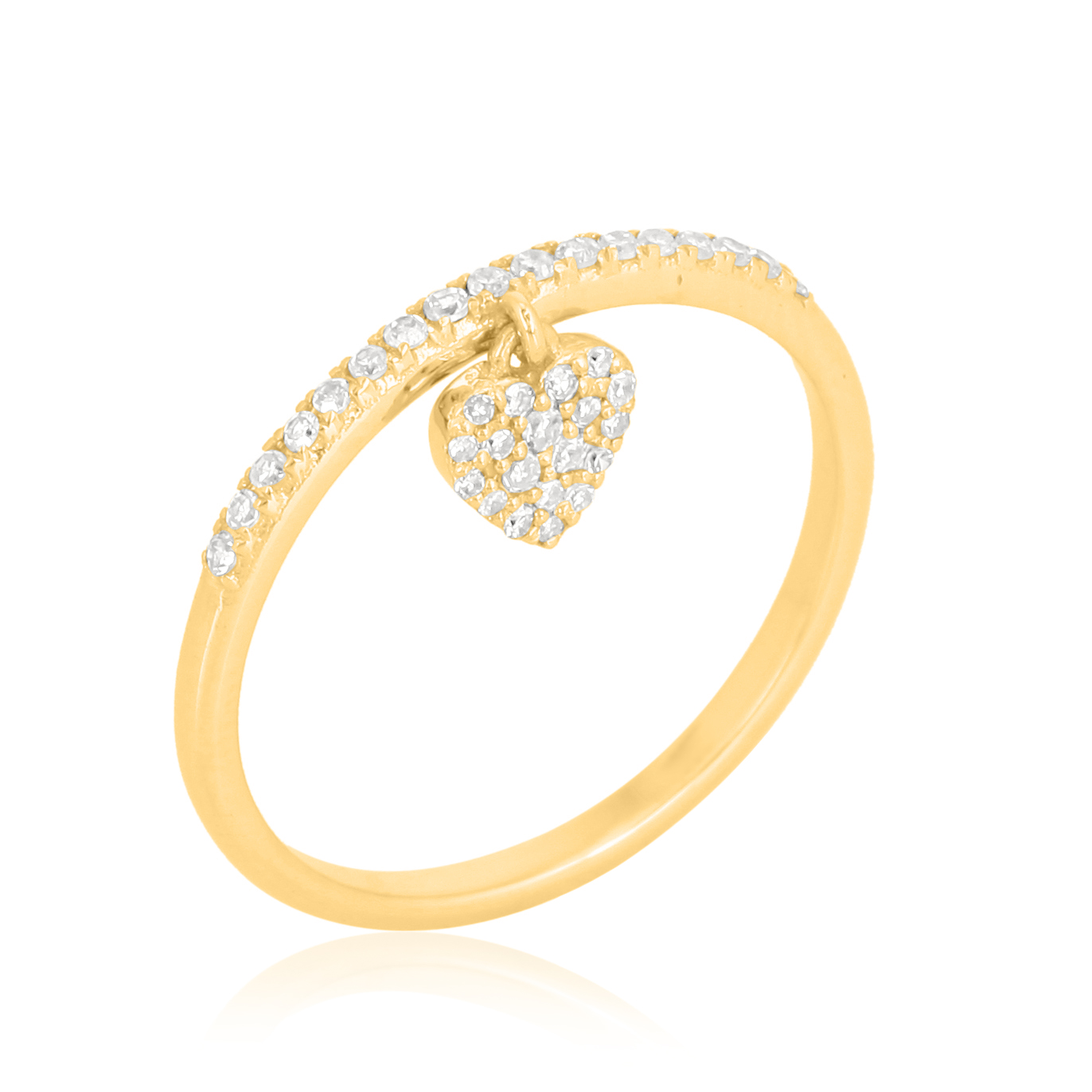 Yellow Gold Heart Charm Diamond Ring