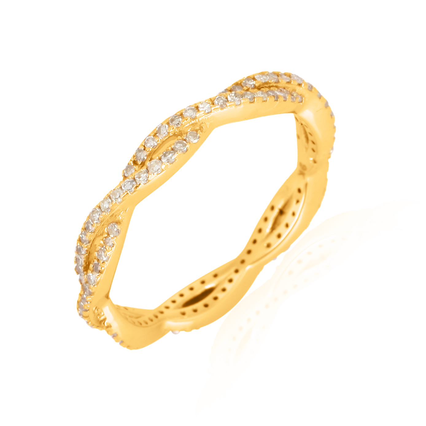 Yellow Gold Tangled Minimilistic Diamond Band