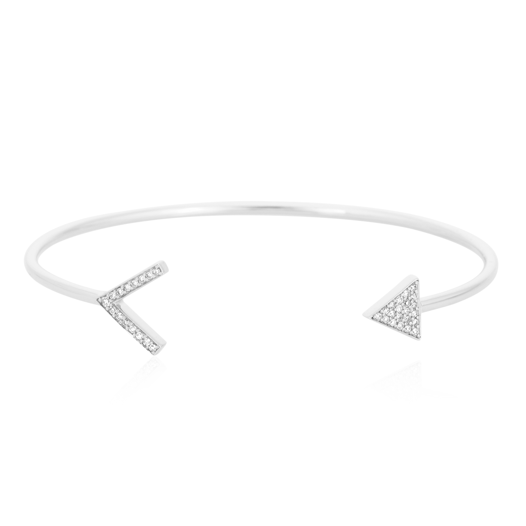 White Gold Open Oval Cuff Diamond Bangle
