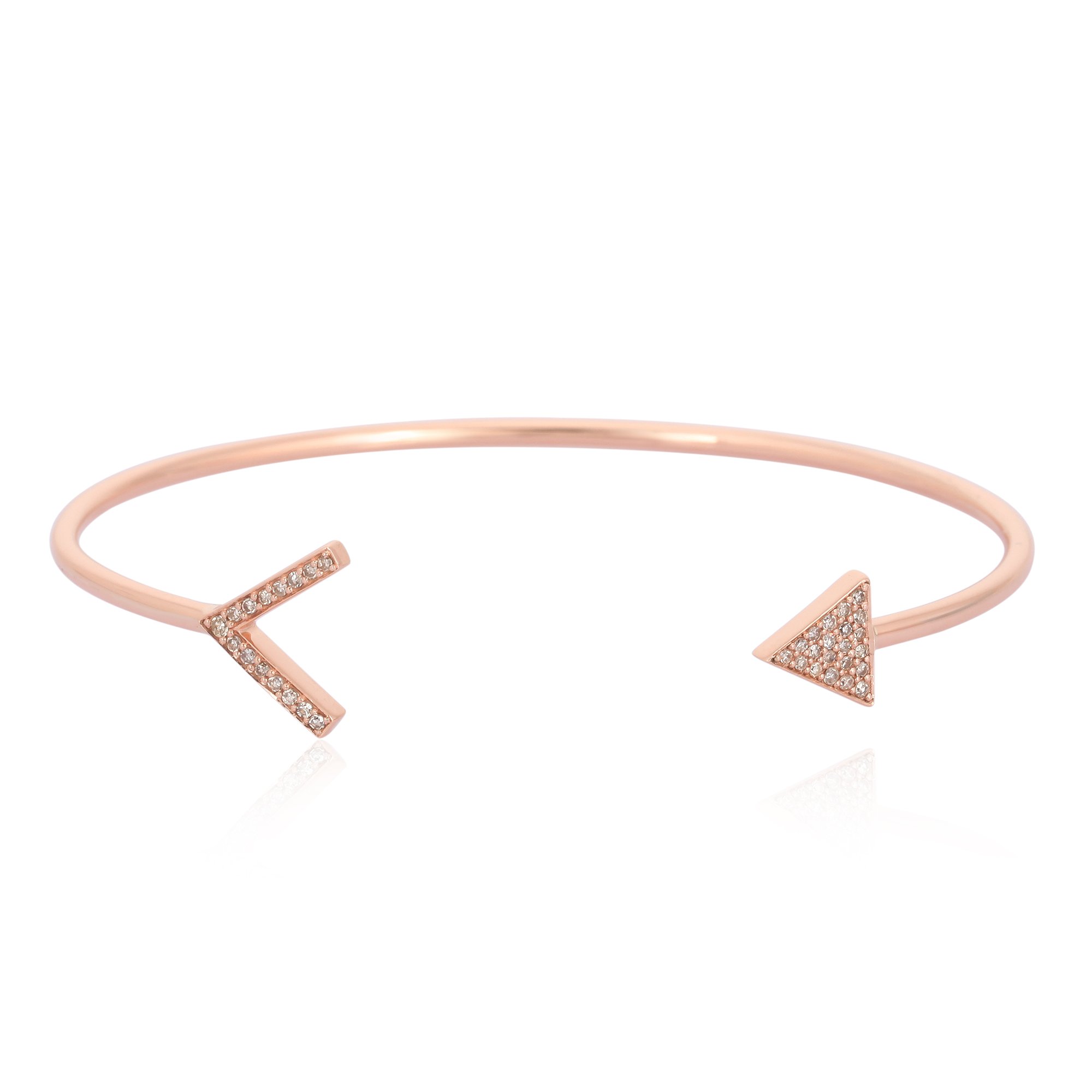 Rose Gold Open Oval Cuff Diamond Bangle