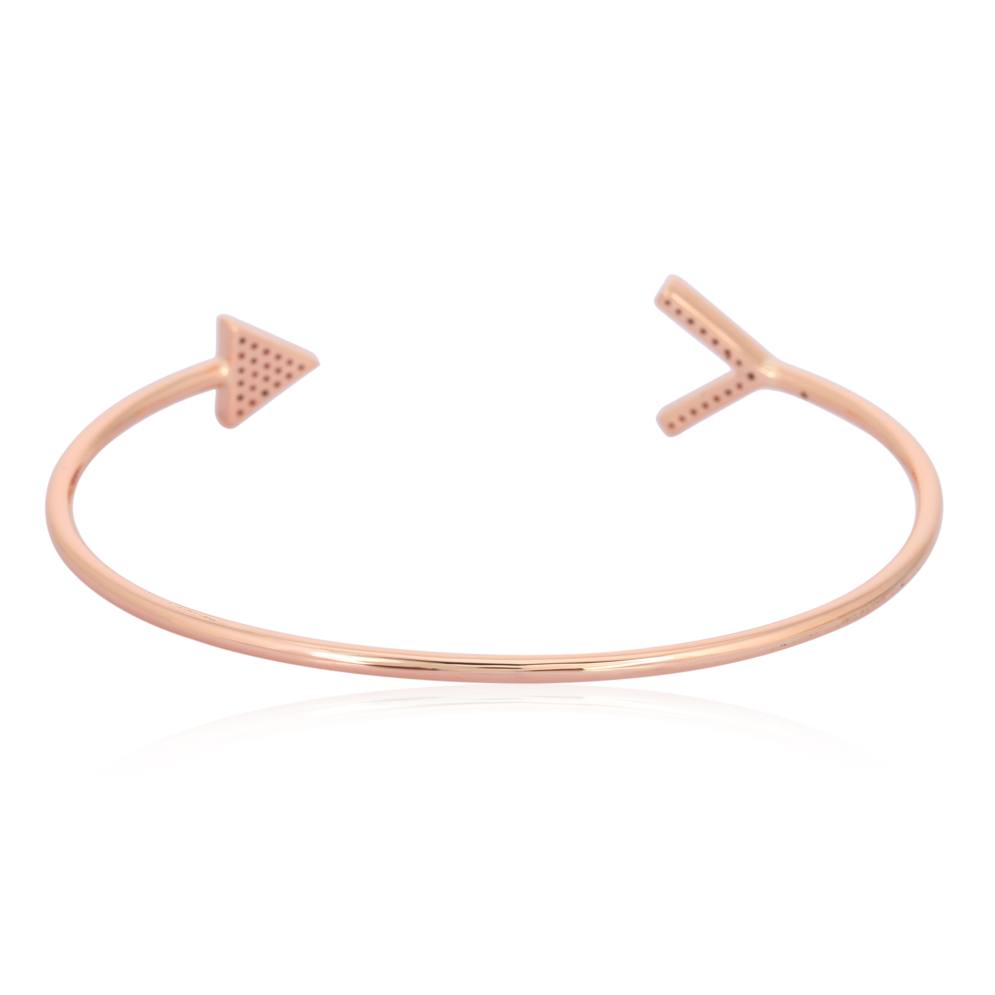 Rose Gold Open Oval Cuff Diamond Bangle