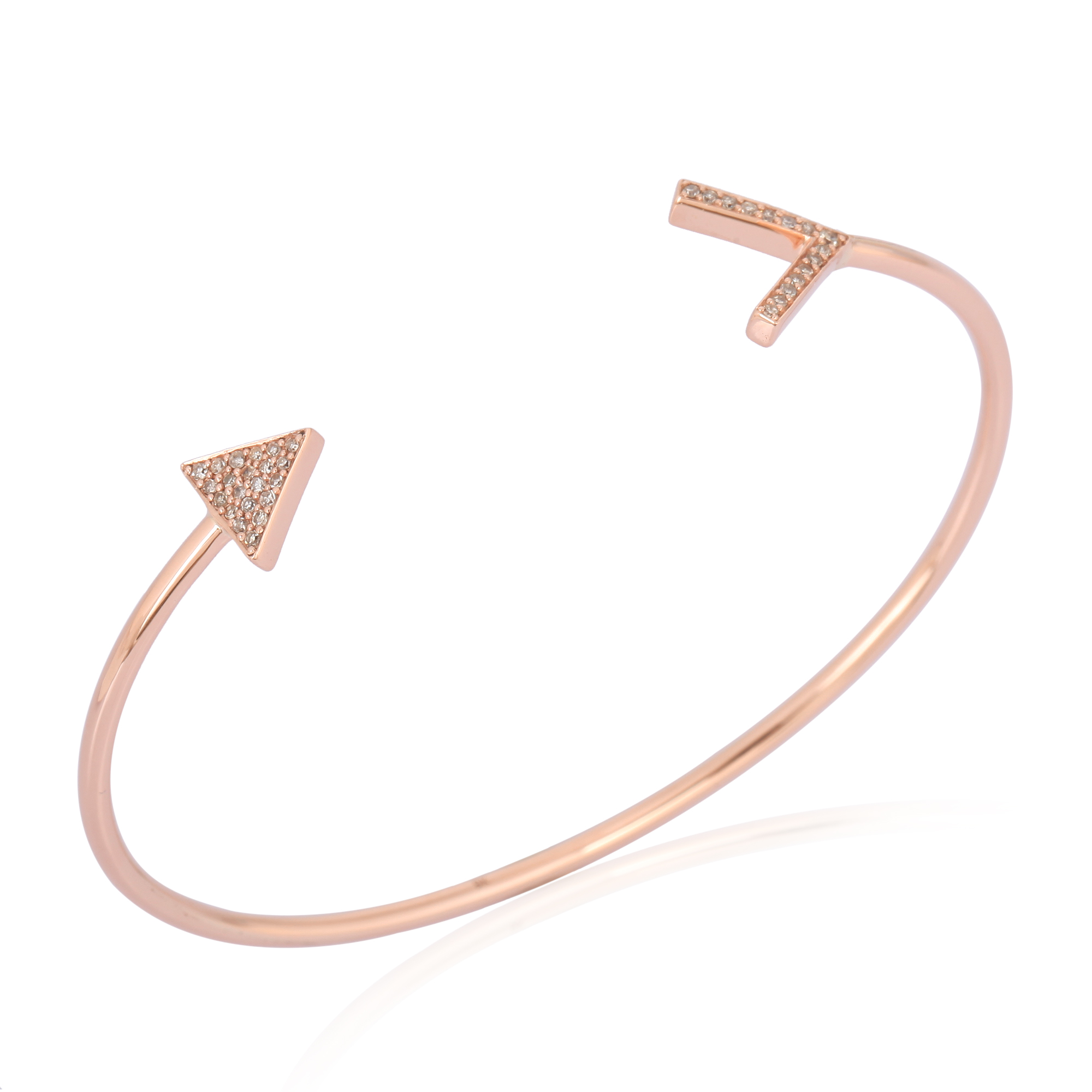 Rose Gold Open Oval Cuff Diamond Bangle