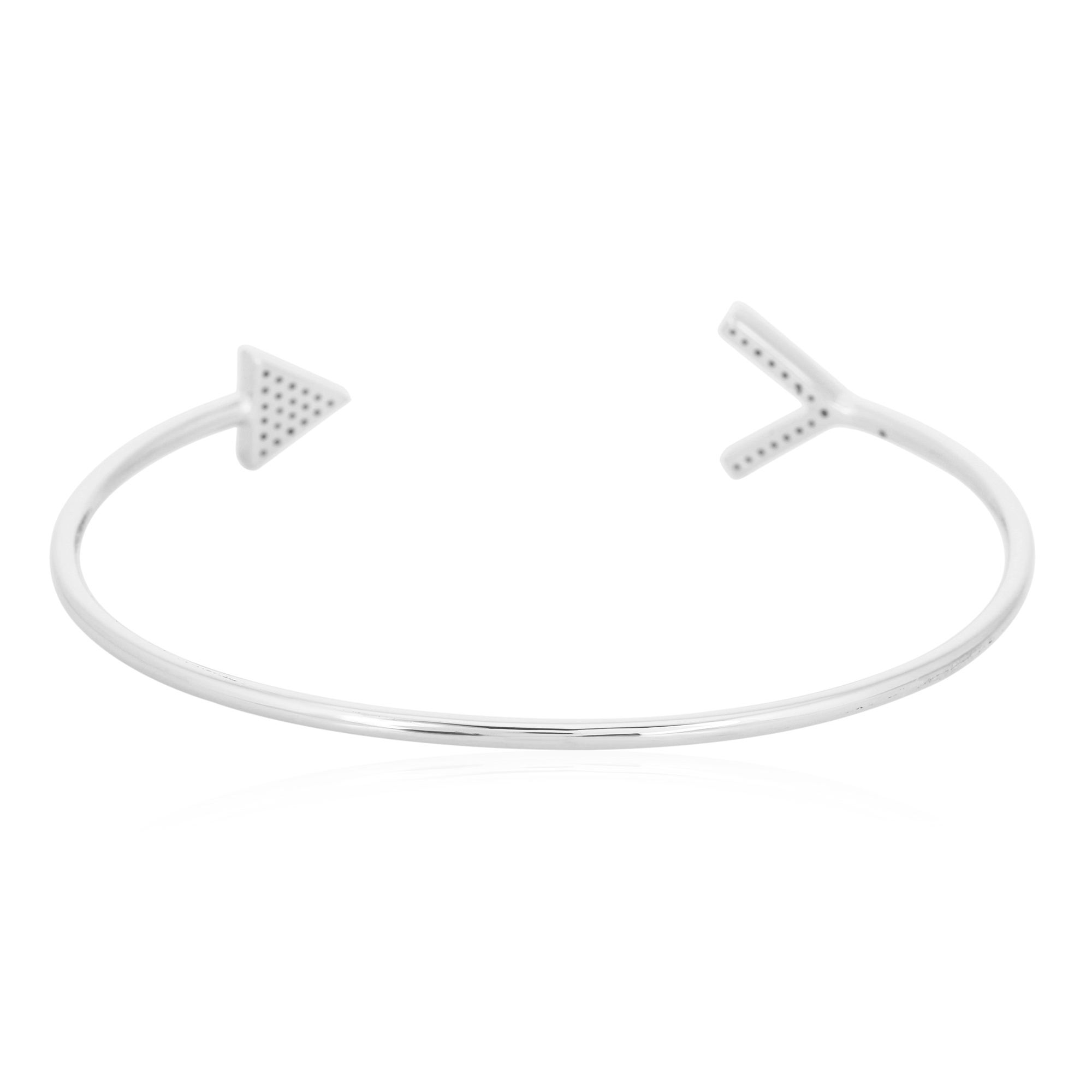 White Gold Open Oval Cuff Diamond Bangle
