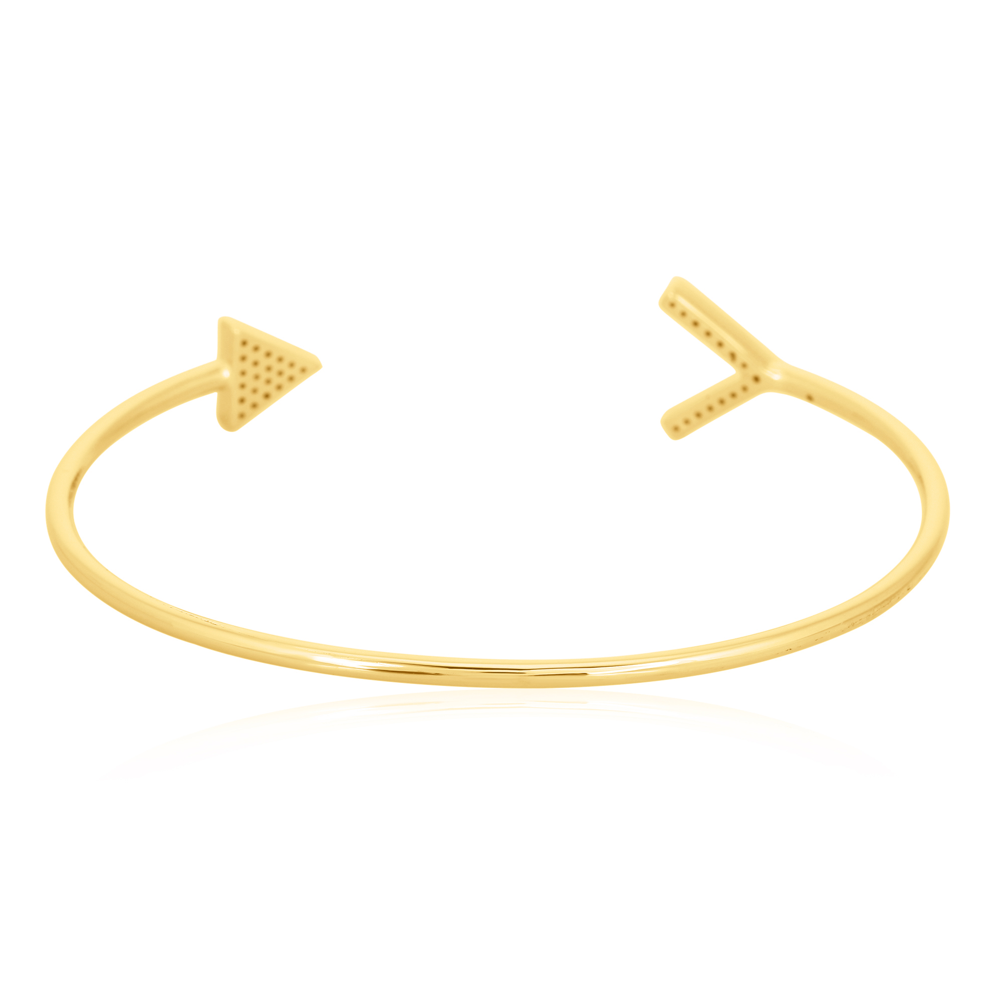 Yellow Gold Open Oval Cuff Diamond Bangle