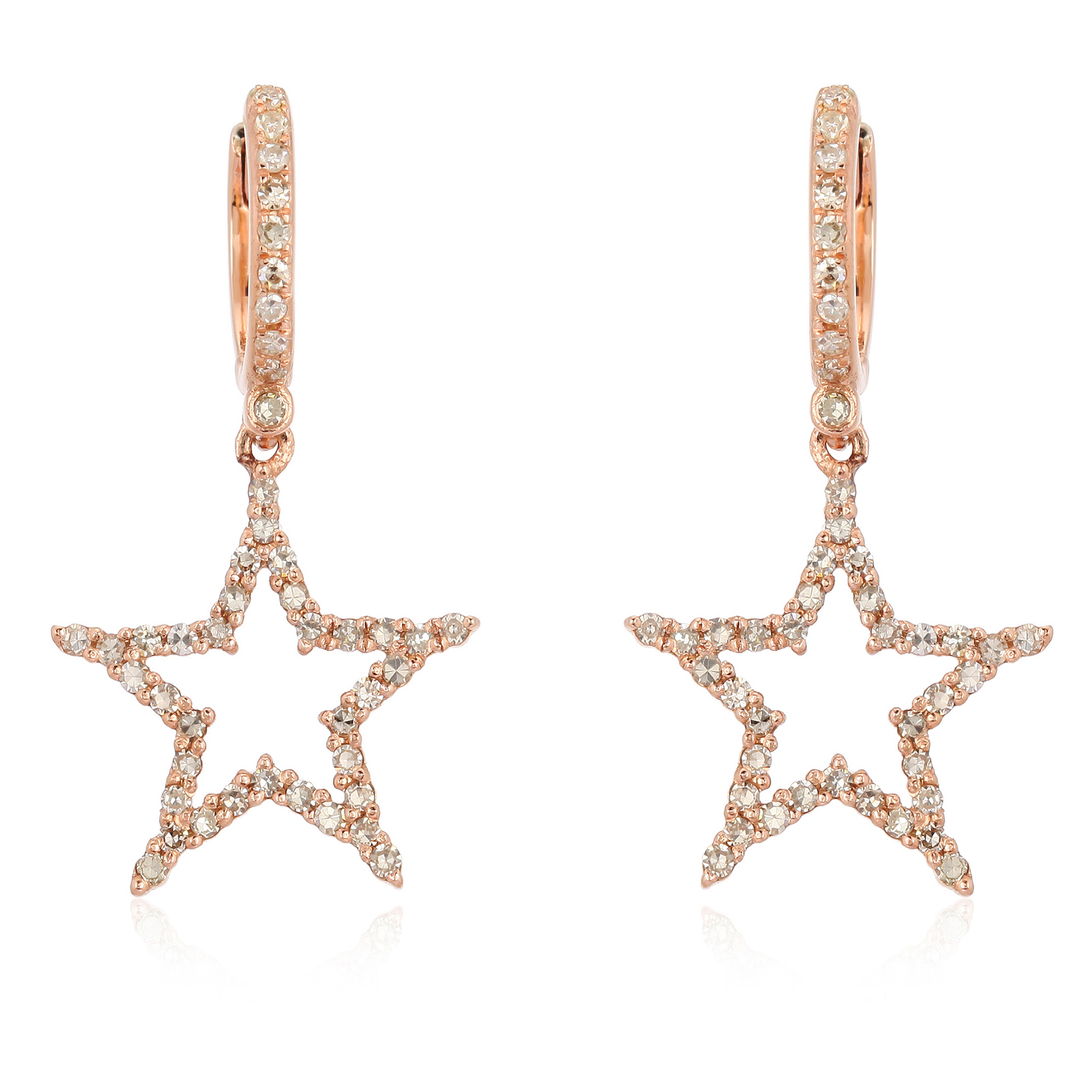 Rose Gold Star Drop Earrings