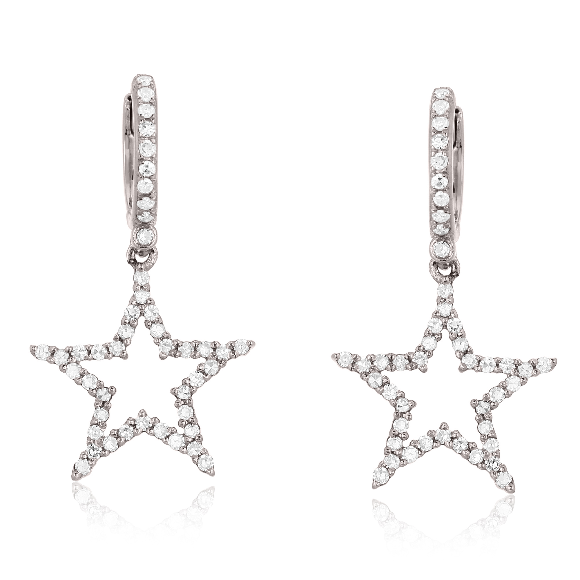 Sterling Silver Star Drop Earrings