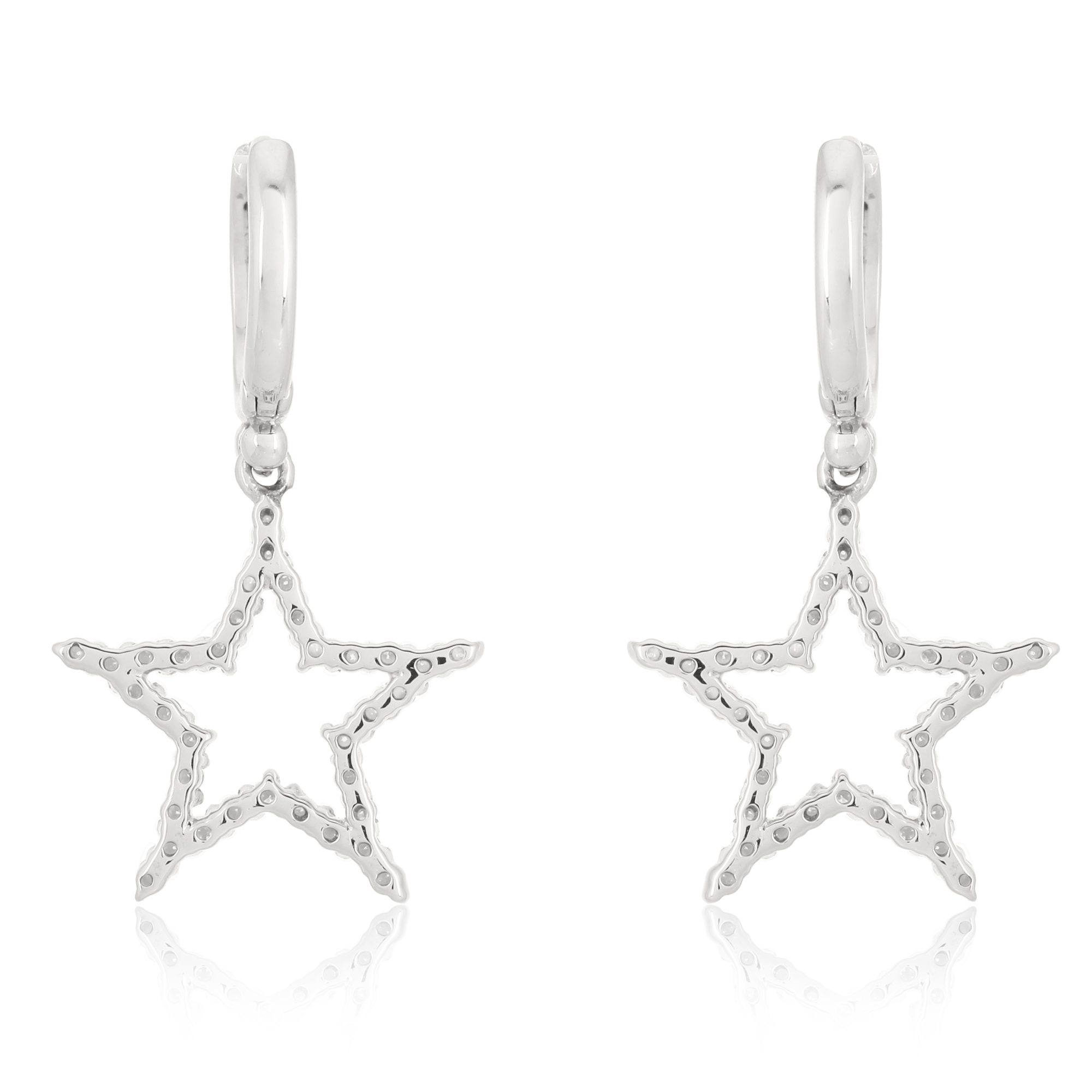White Gold Star Drop Earrings