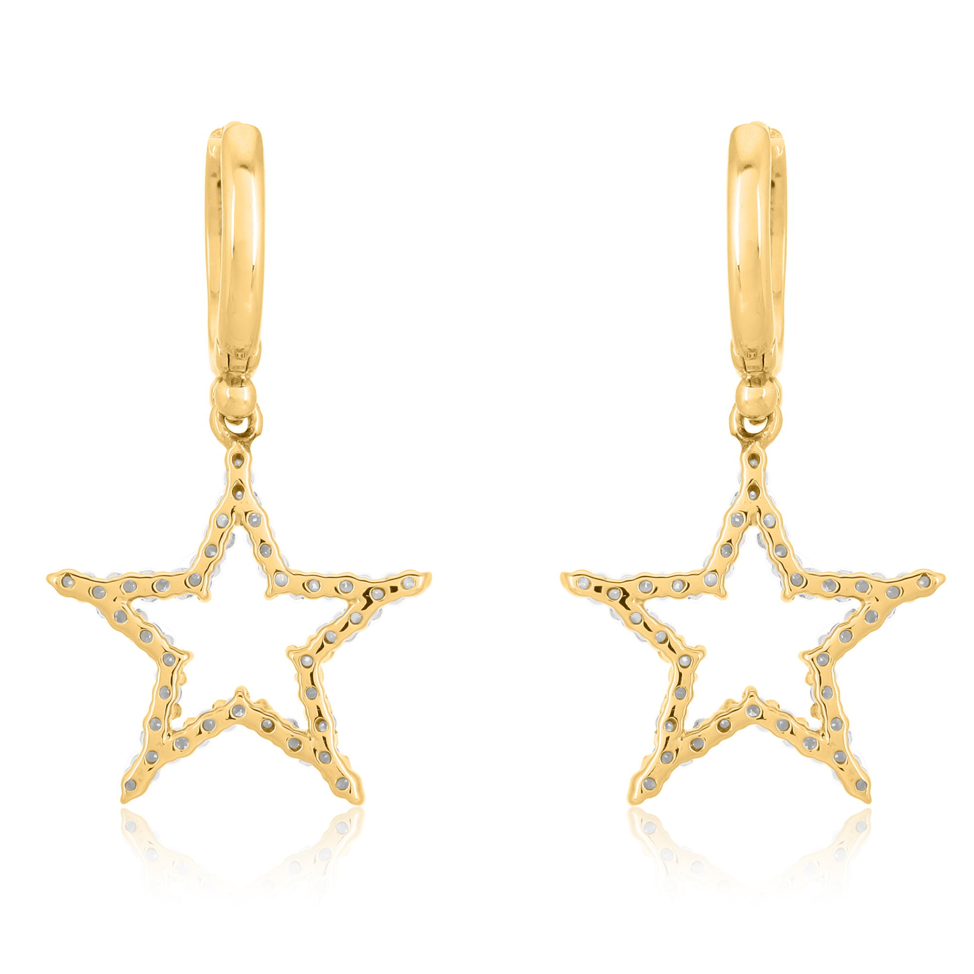 Yellow Gold Star Drop Earrings